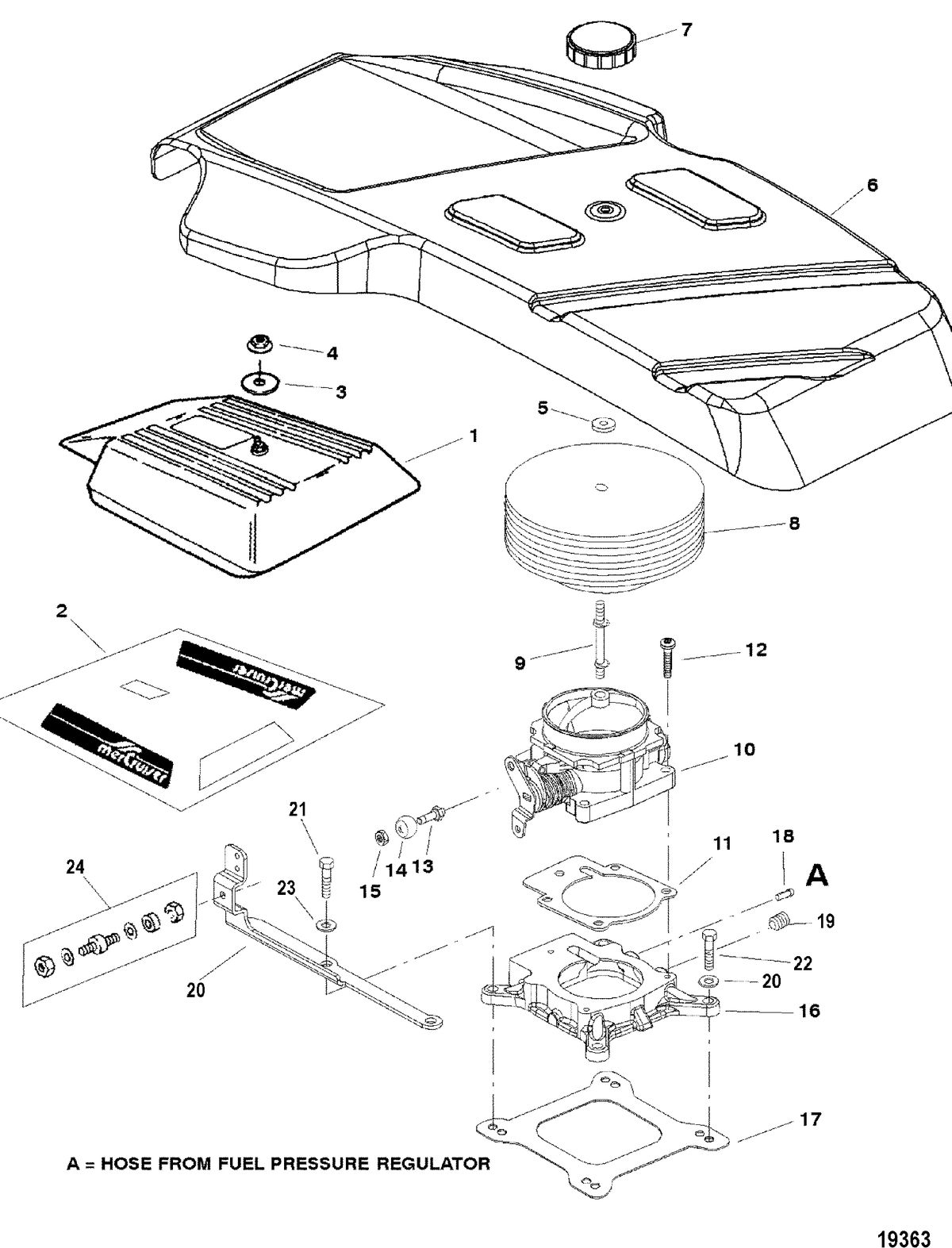 MERCRUISER 350/6.2L MAG MPI (MIE) (GEN+) Throttle Body and Flame Arrestor