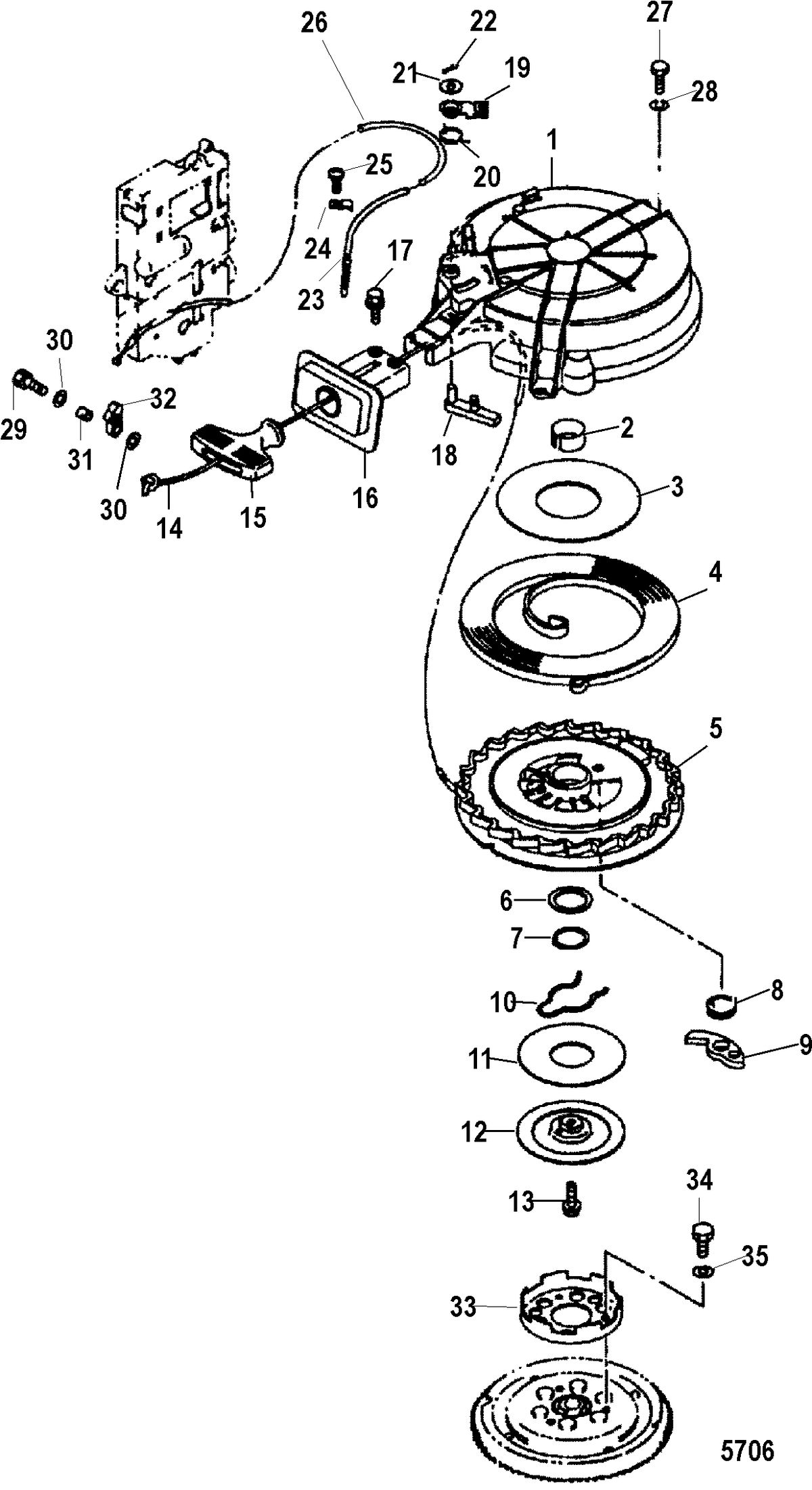 MERCURY/MARINER 40 LIGHTNING/40 LIGHTNING XR40 SEAPRO/MARATHON/50 INTERNATIONAL Recoil Starter