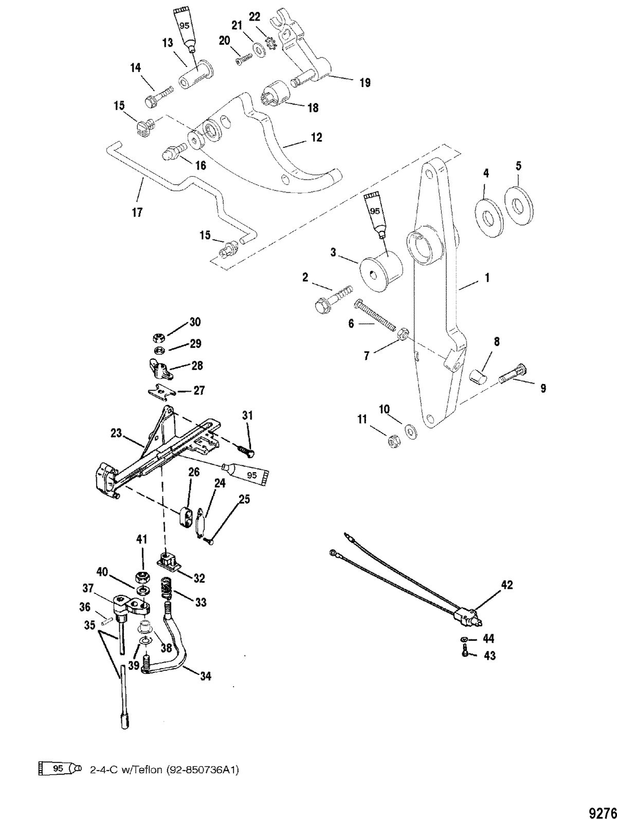 MERCURY/MARINER 135 / 150 DFI (2.5L) Throttle Lever and Shift Shaft