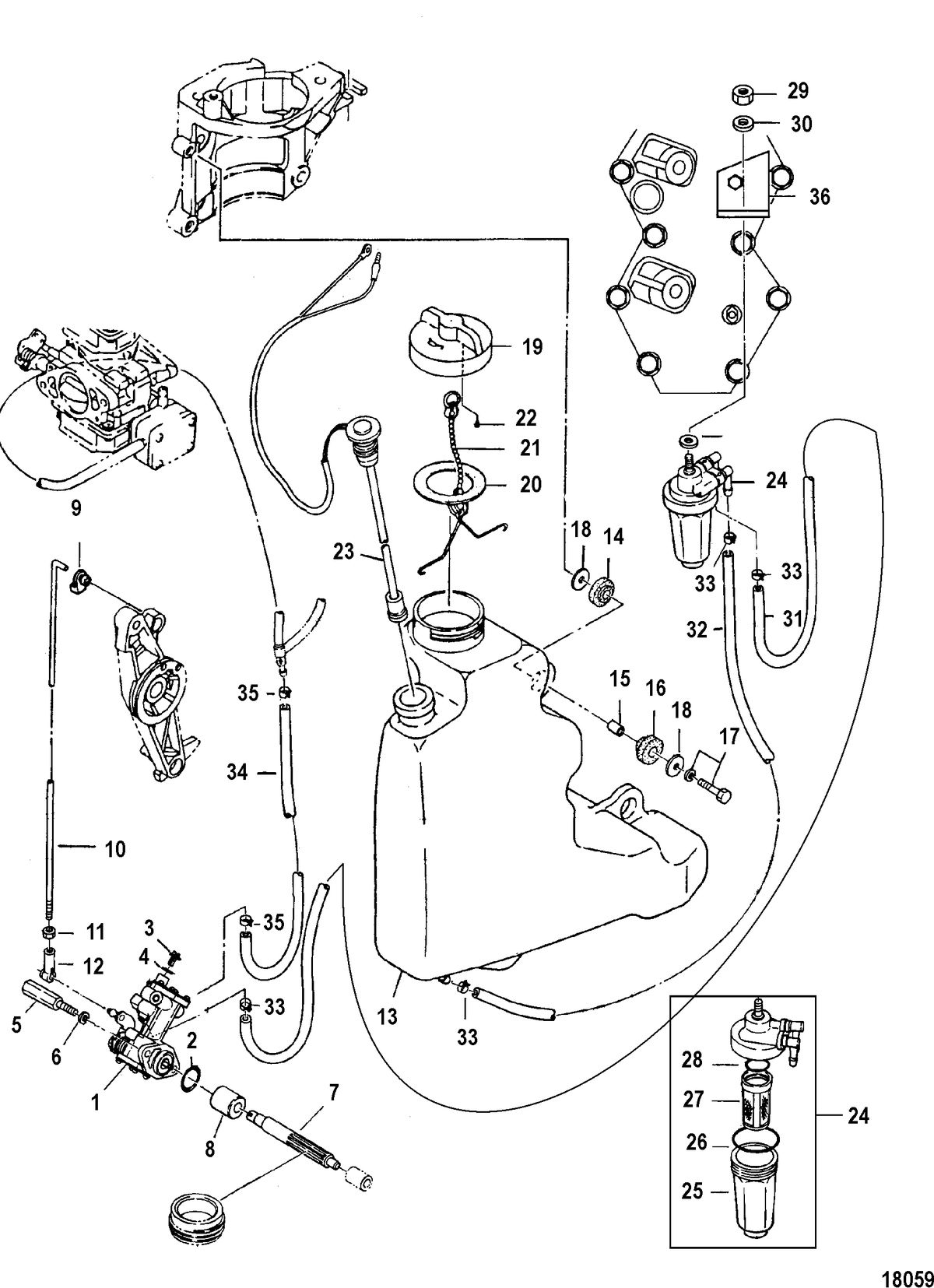 MERCURY/MARINER 40/40 LIGHTNING XR/50 Oil Injection Components