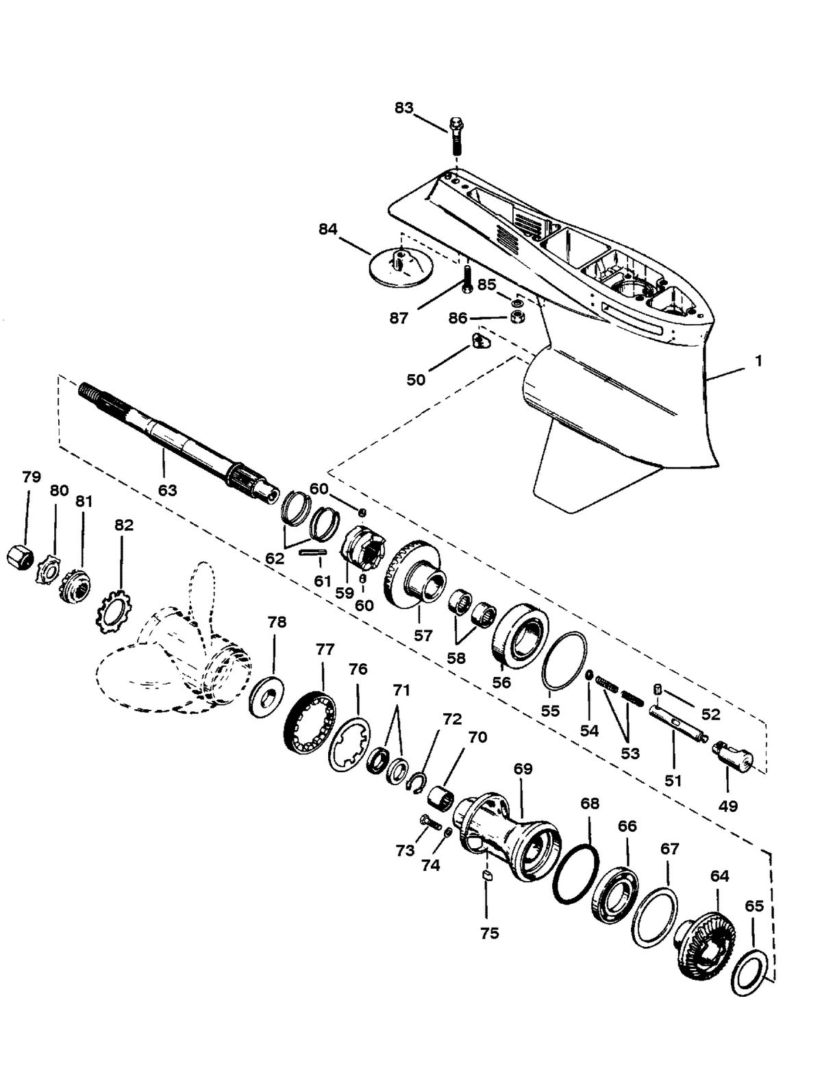 RACE OUTBOARD 225 (EFI) PRO-MAX/SUPER MAGNUM GEAR HOUSING (PROPELLER SHAFT)(CLE)
