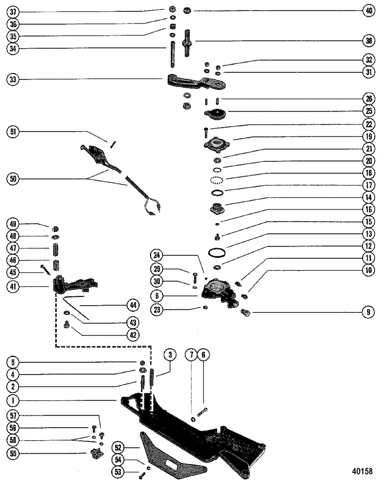 MERCRUISER 260 ENGINE (G.M.) SHIFT BRACKET AND REVERSE LOCK VALVE
