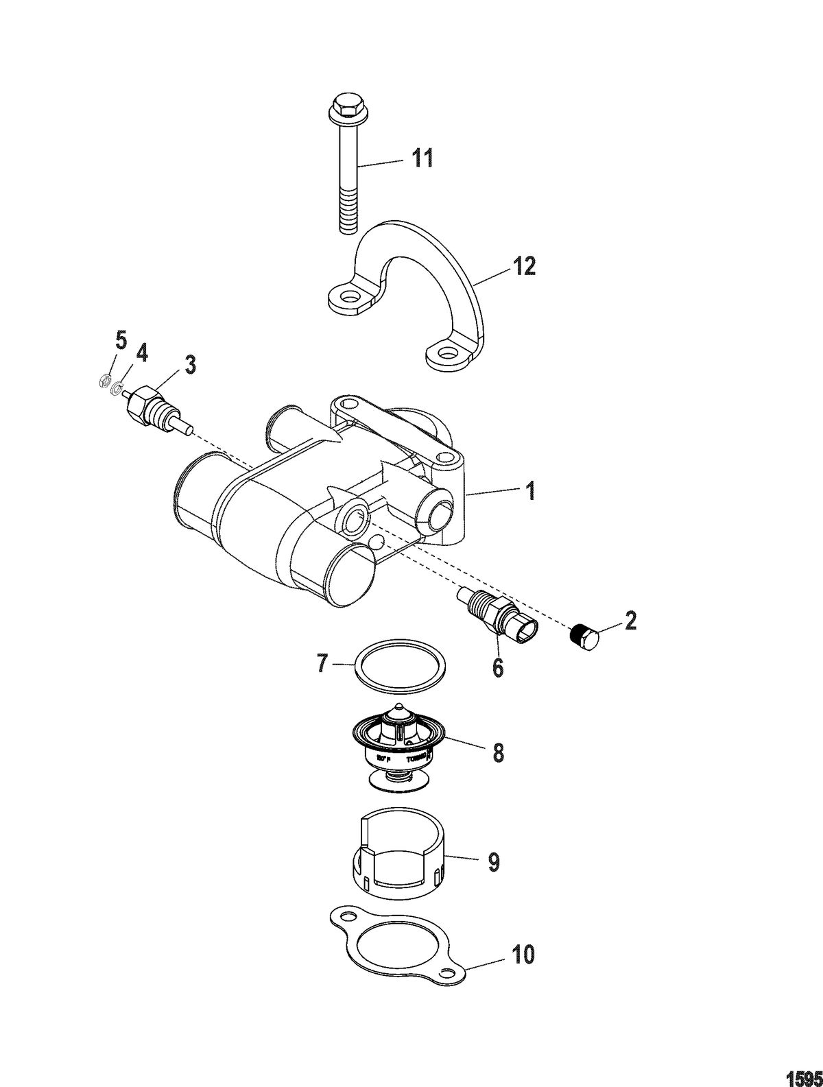 MERCRUISER 4.3L MPI ALPHA/BRAVO( 262 C.I.D. MULTI PORT INJECTION ) Thermostat And Housing(Multi Point Drain)