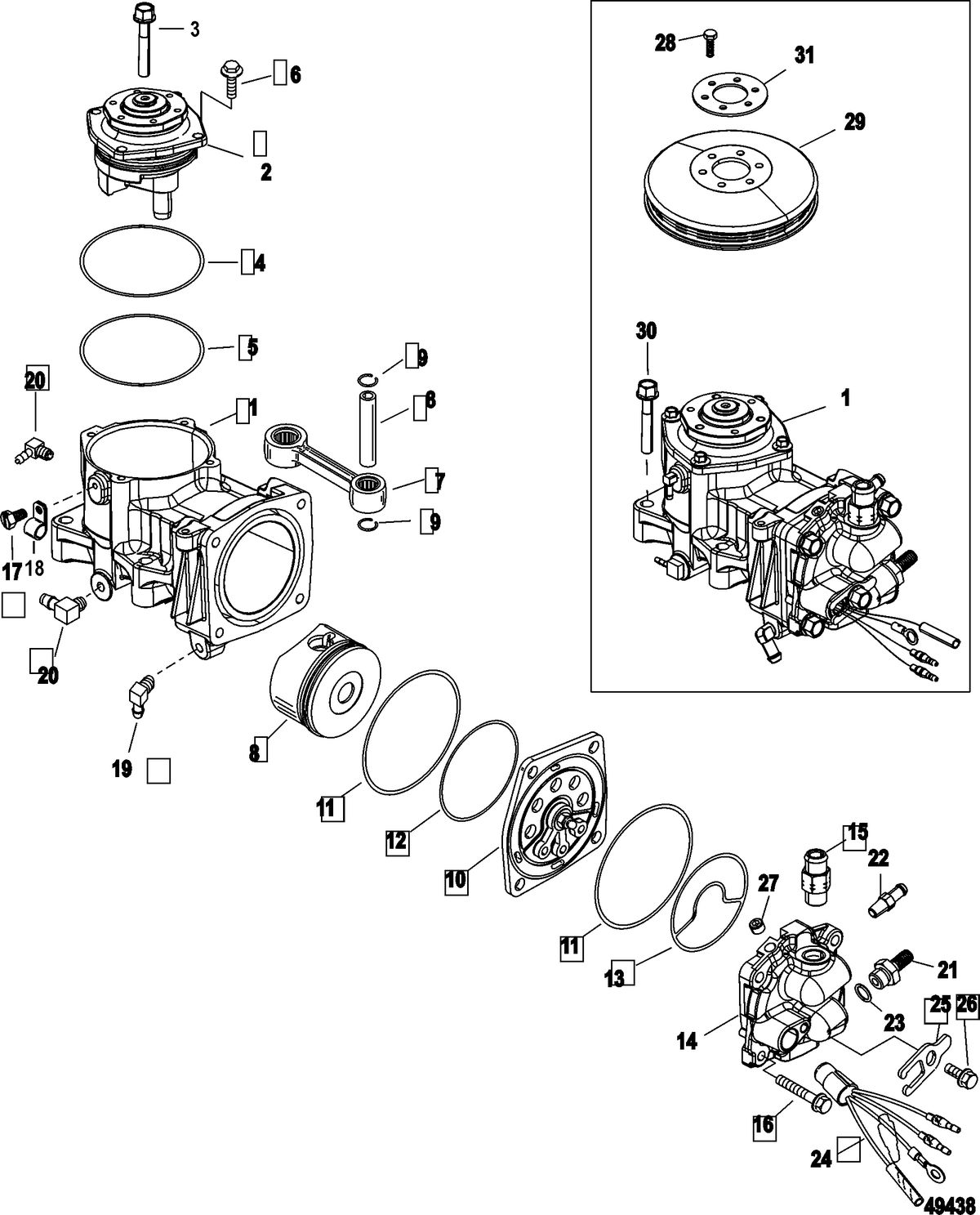 RACE OUTBOARD 250 SPORTXS DFI (3.0L) Air Compressor Components