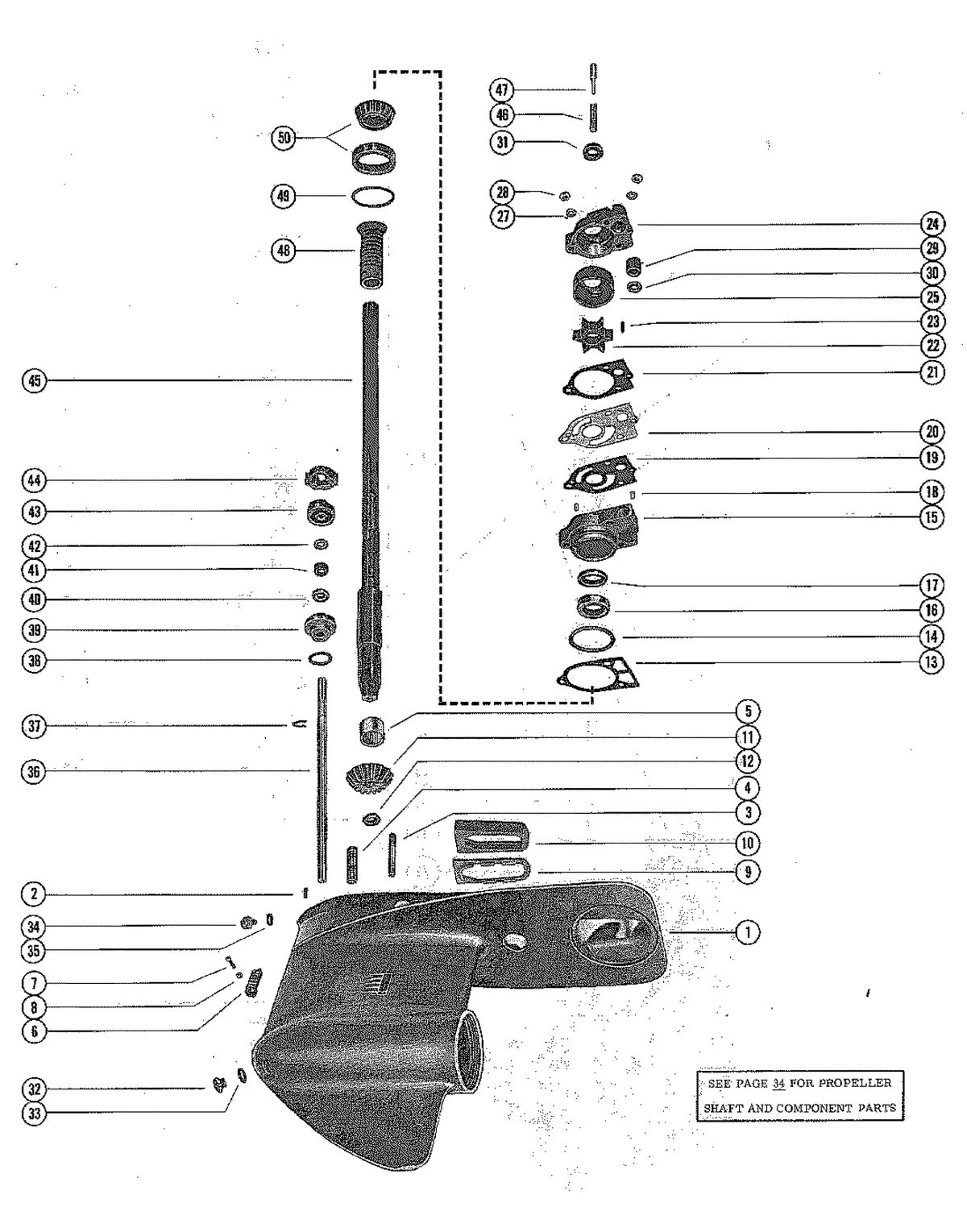 MERCURY MERC 402 GEAR HOUSING ASSEMBLY, COMPLETE (PAGE 1)