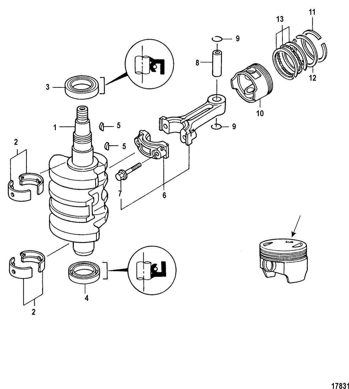 MERCURY 15 HP SEAPRO 4-STROKE Crankshaft, Pistons and Connecting Rods