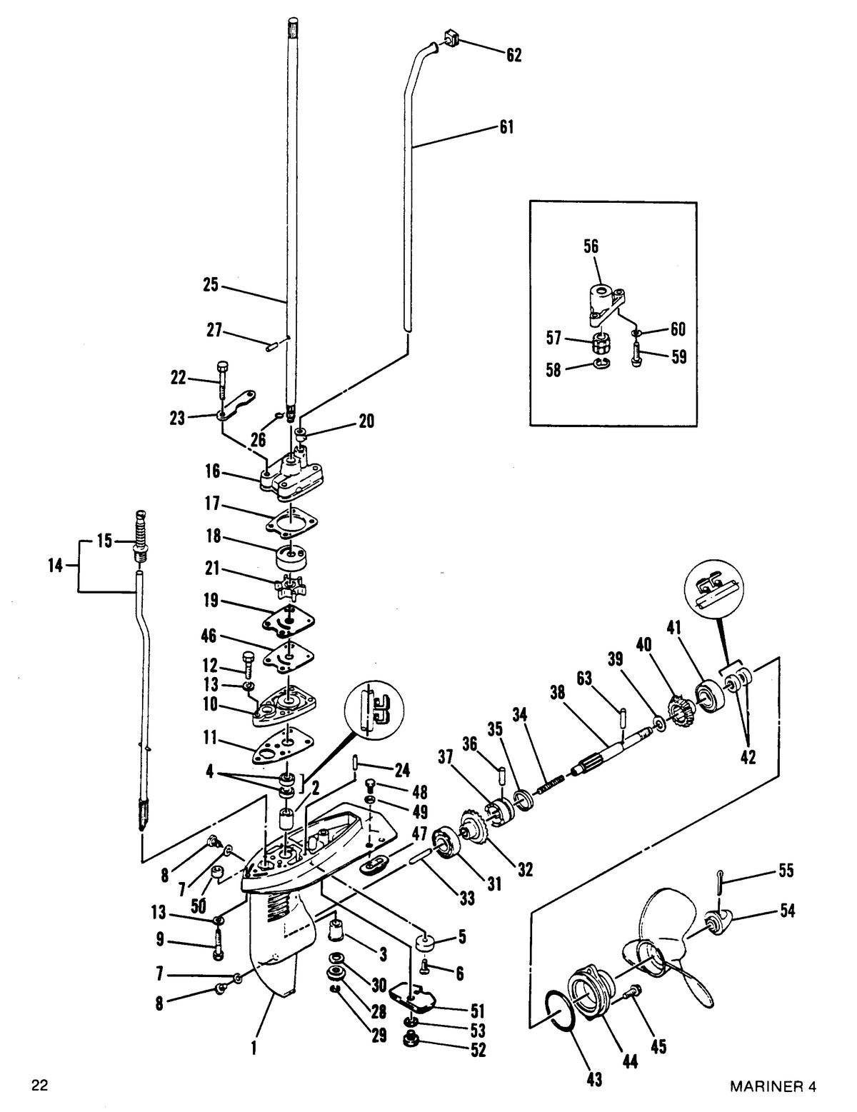 MARINER 4 H.P. GEARHOUSING ASSEMBLY