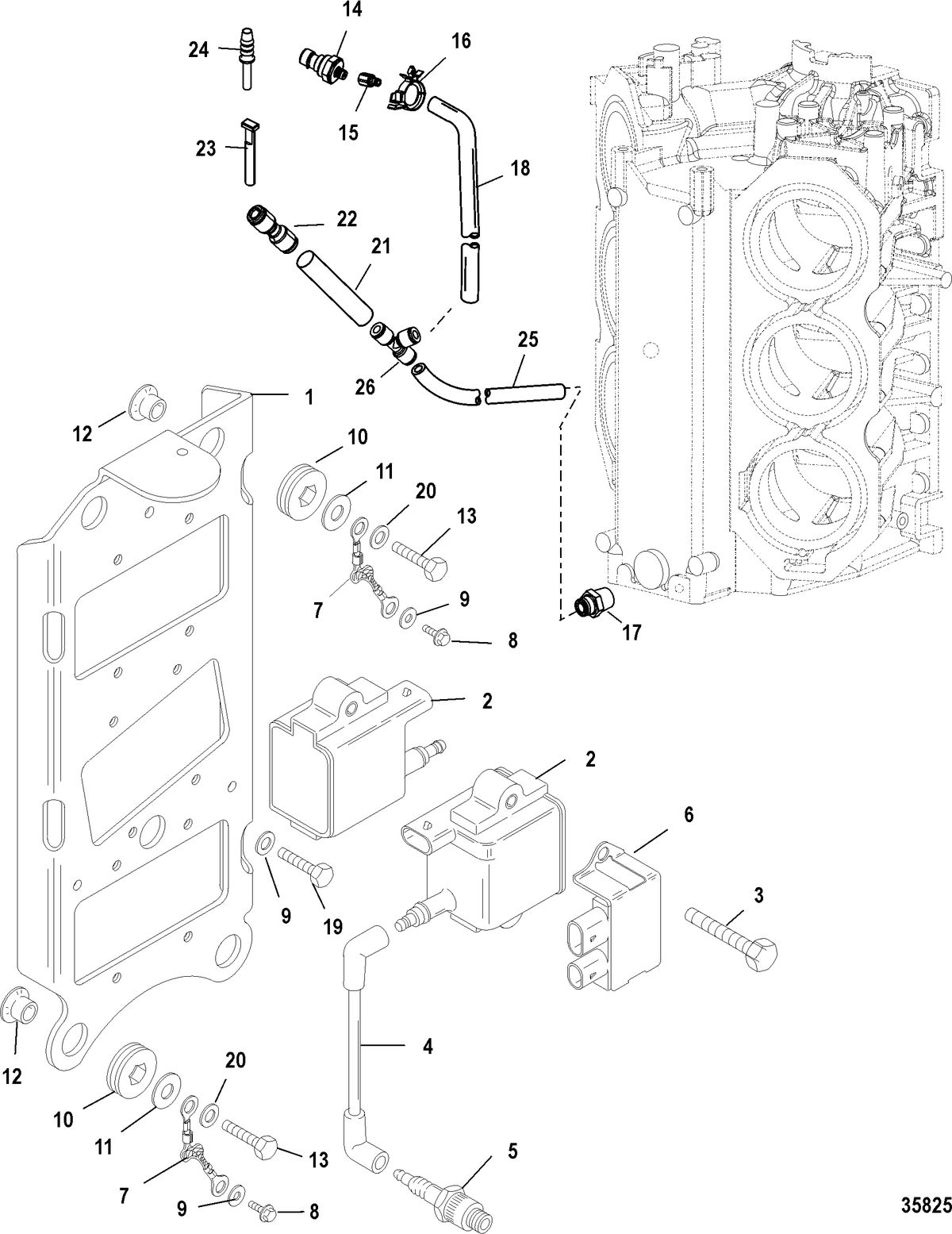 MERCURY/MARINER 200/225 DFI (3.0L) COIL PLATE