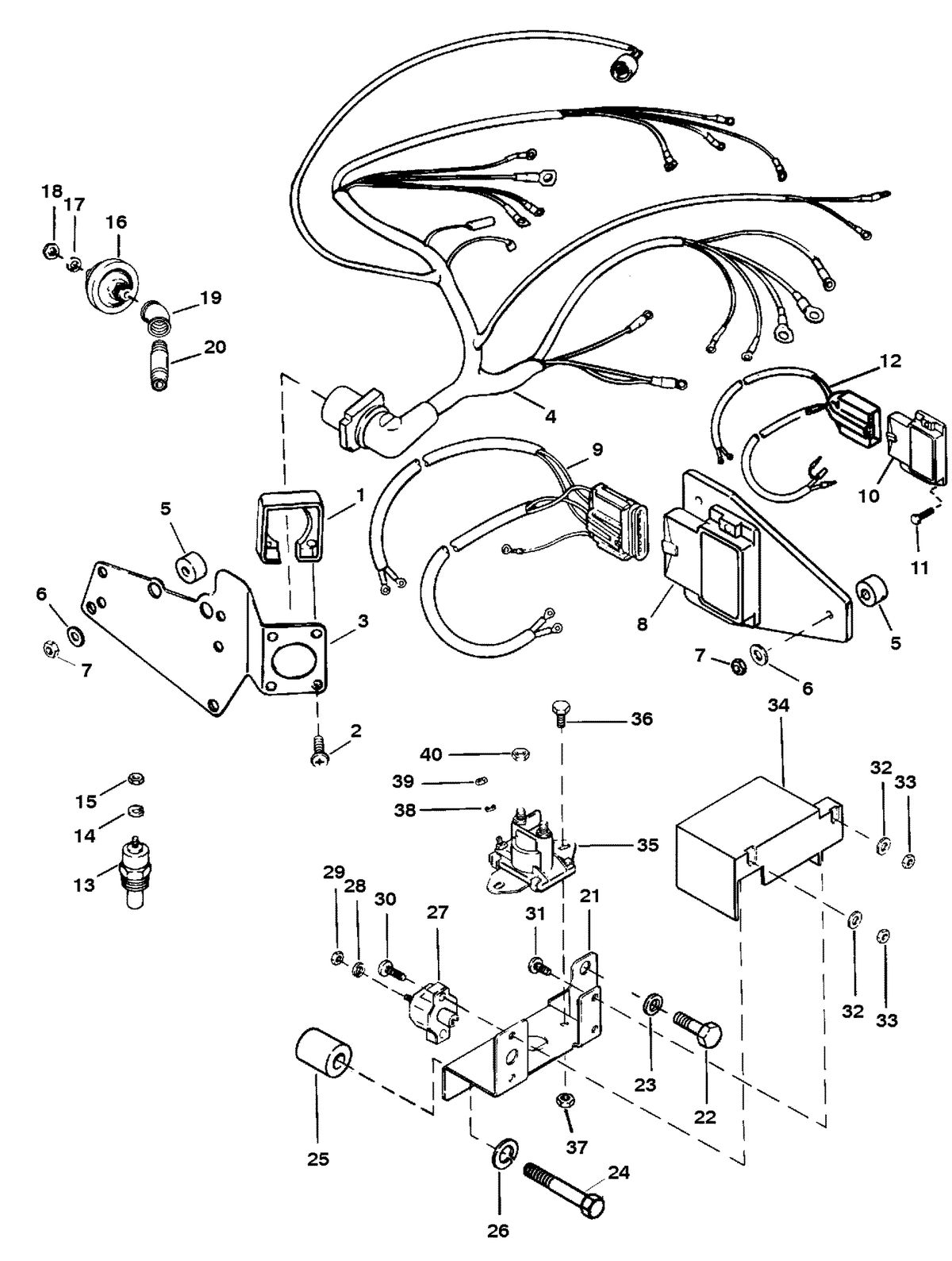 MERCRUISER 5.7L INBOARD ENGINE WIRING HARNESS AND ELECTRICAL COMPONENTS