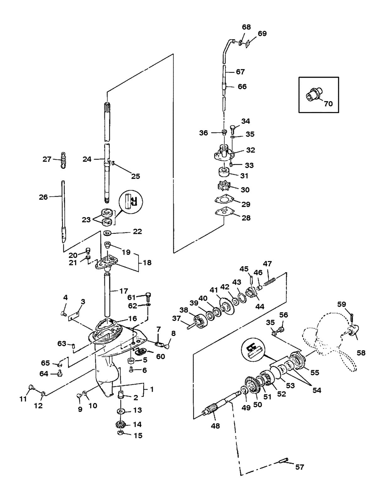 MARINER 8 H.P. K GEAR HOUSING ASSEMBLY