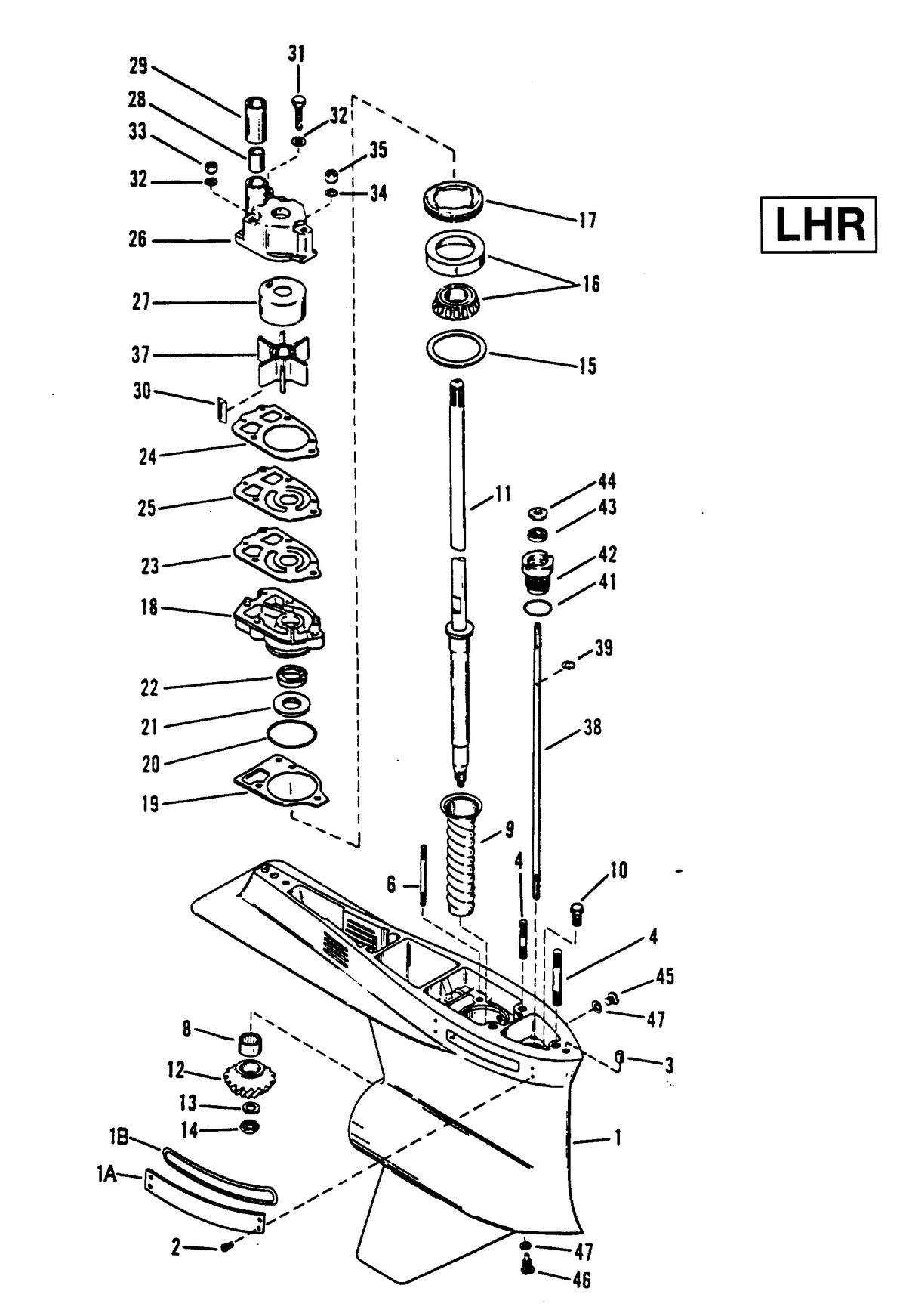 RACE OUTBOARD 2.5L (CARB) GEAR HOUSING (DRIVESHAFT)(LHR)