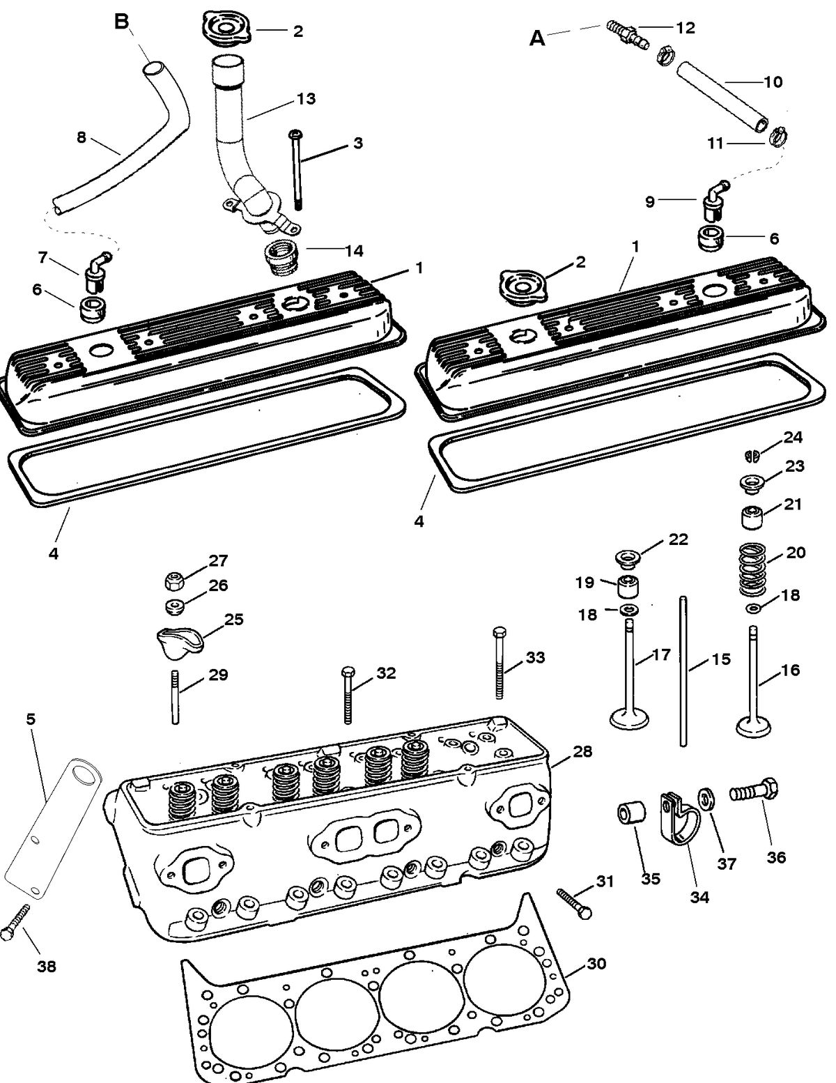MERCRUISER 350 MAGNUM EFI/MP TOURN SKI CYLINDER HEAD AND ROCKER COVER