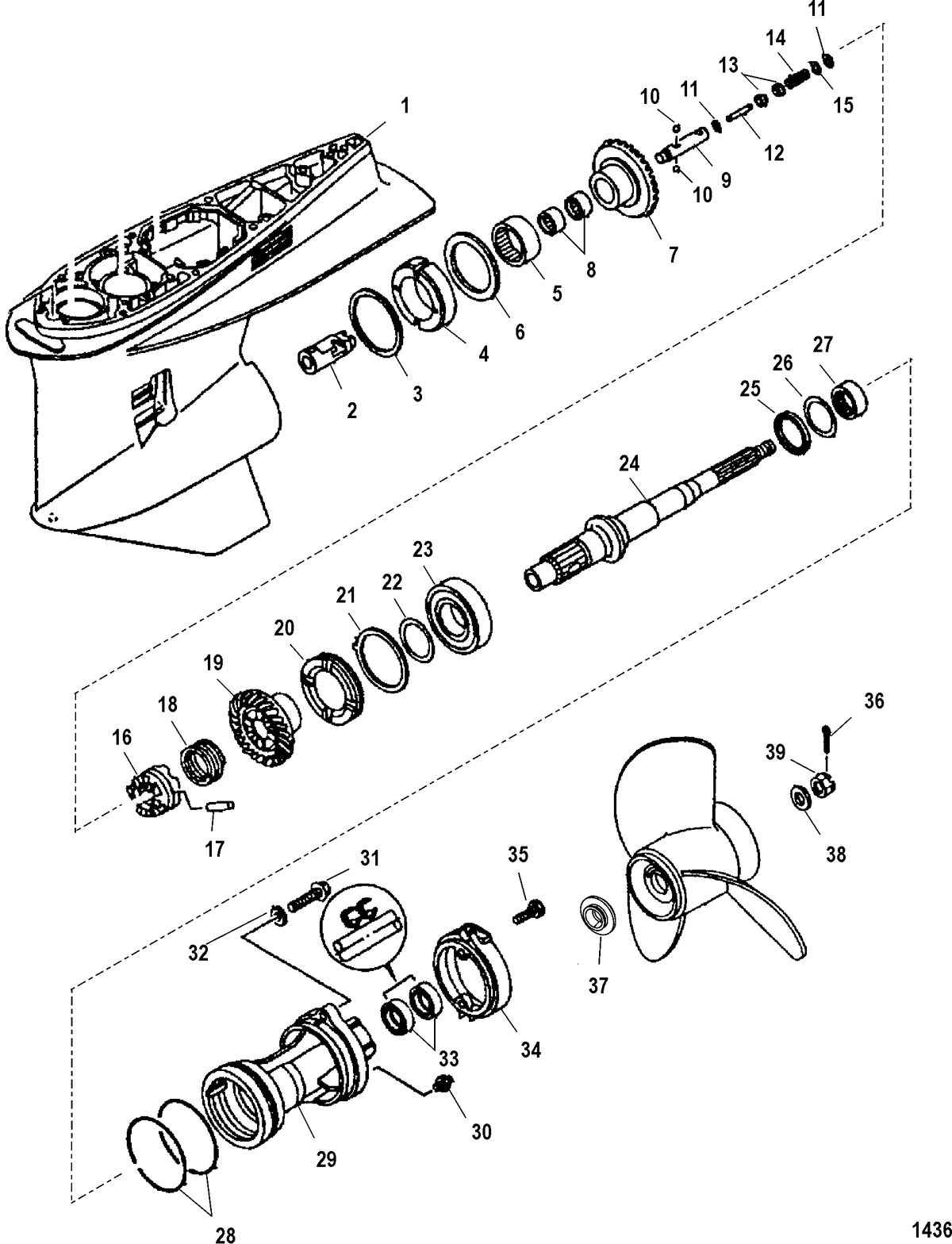 MERCURY/MARINER 225 EFI 4-STROKE Gear Housing, Propeller Shaft - Counter Rotation