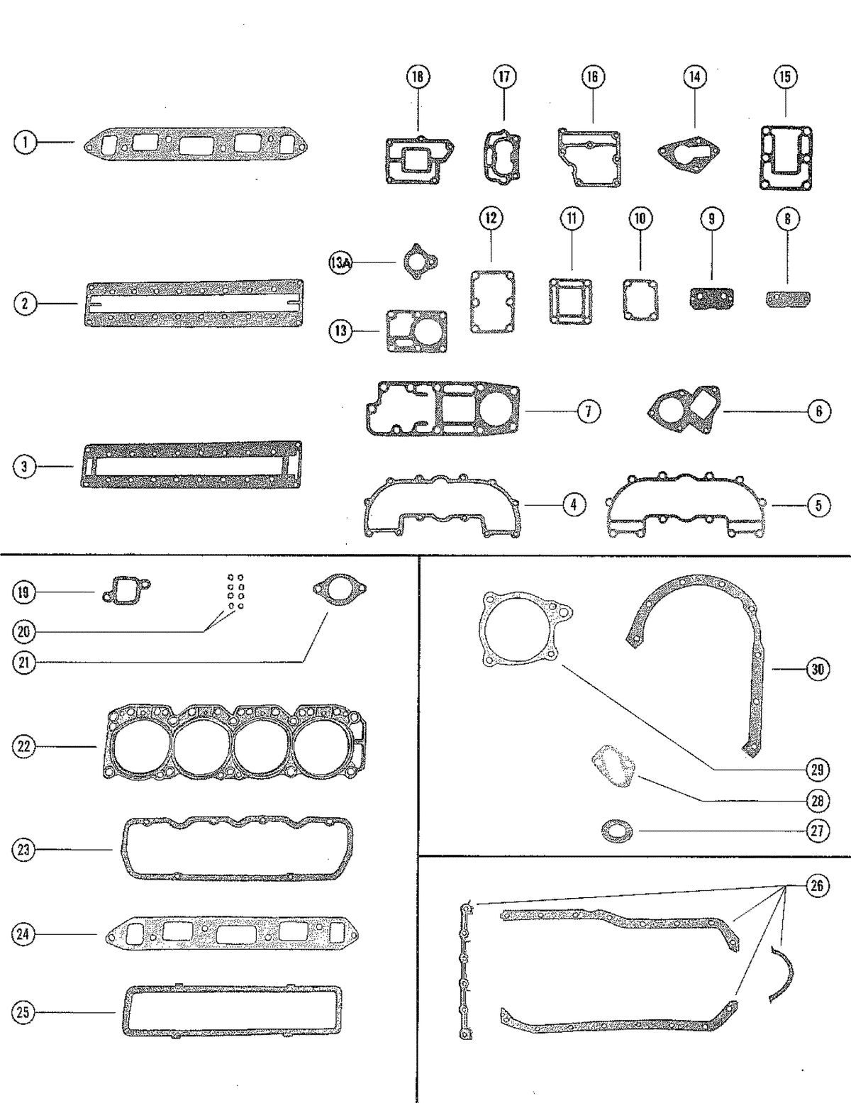 MERCRUISER 120 ENGINE GASKETS AND GASKET SETS