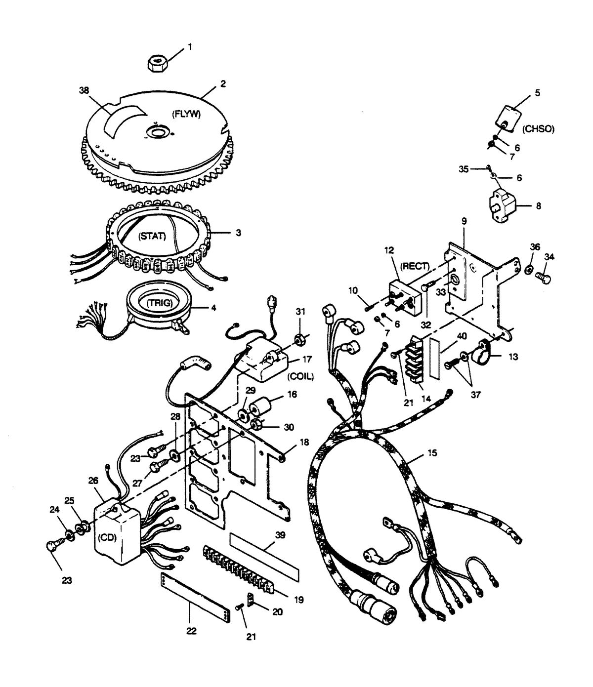 FORCE FORCE 1989 125 H.P. "B" MODELS-L-DRIVE ELECTRICAL COMPONENTS