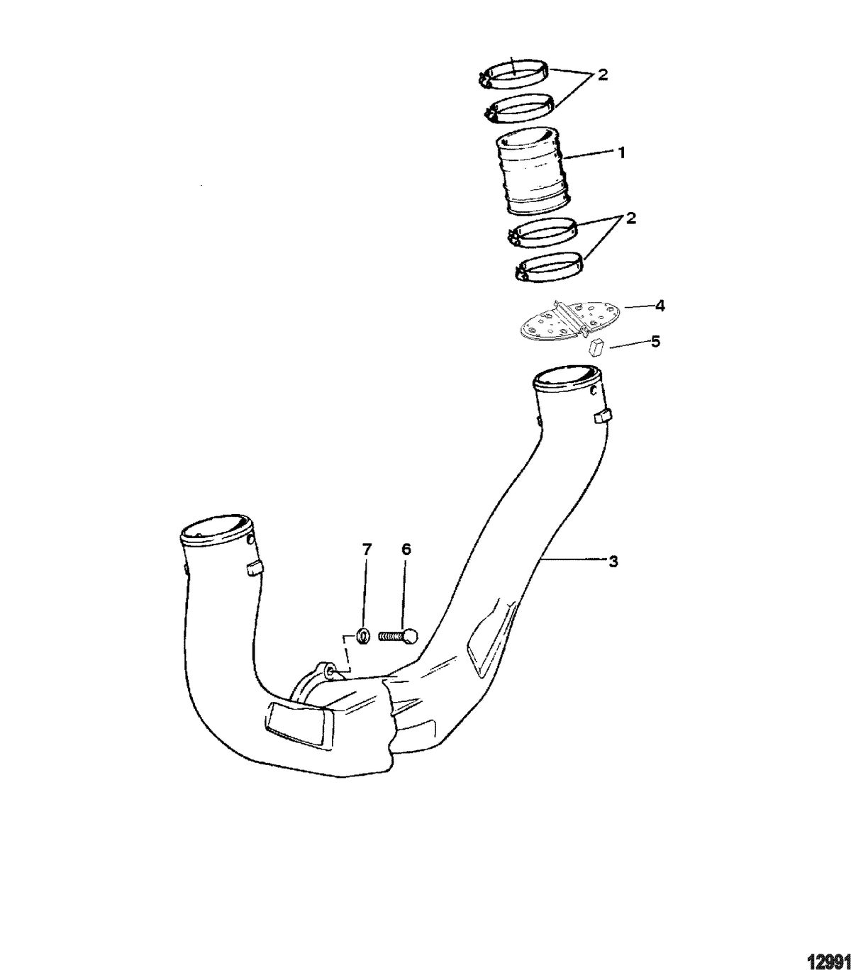 MERCRUISER 4.3L EFI ALPHA/BRAVO (262 CID - GEN+) Exhaust System(Use With One Piece Manifold)