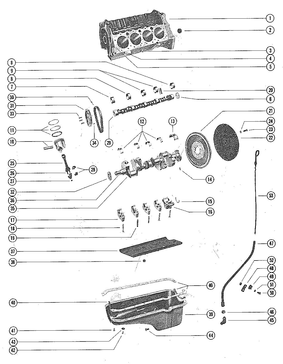 MERCRUISER 250 ENGINE (STERNDRIVE AND INBOARD) CYLINDER BLOCK, PISTON AND CRANKSHAFT