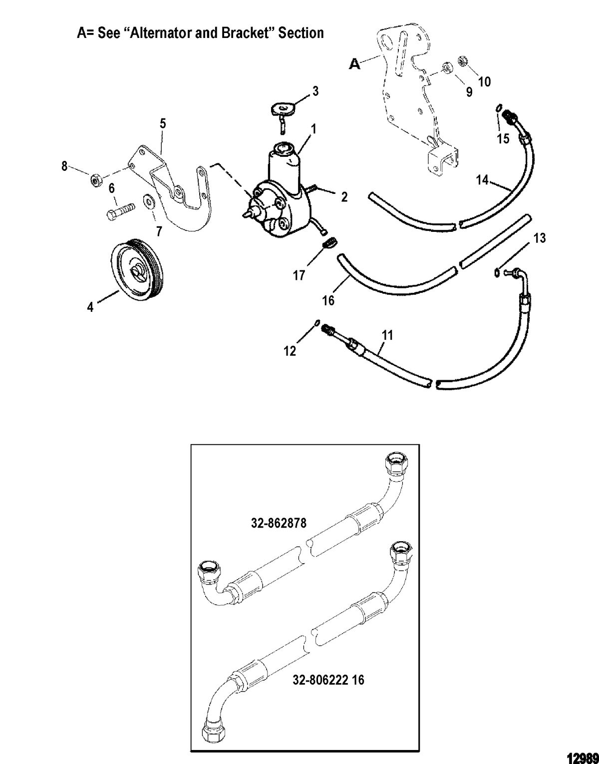 MERCRUISER 4.3L EFI ALPHA/BRAVO (262 CID - GEN+) Power Steering Components