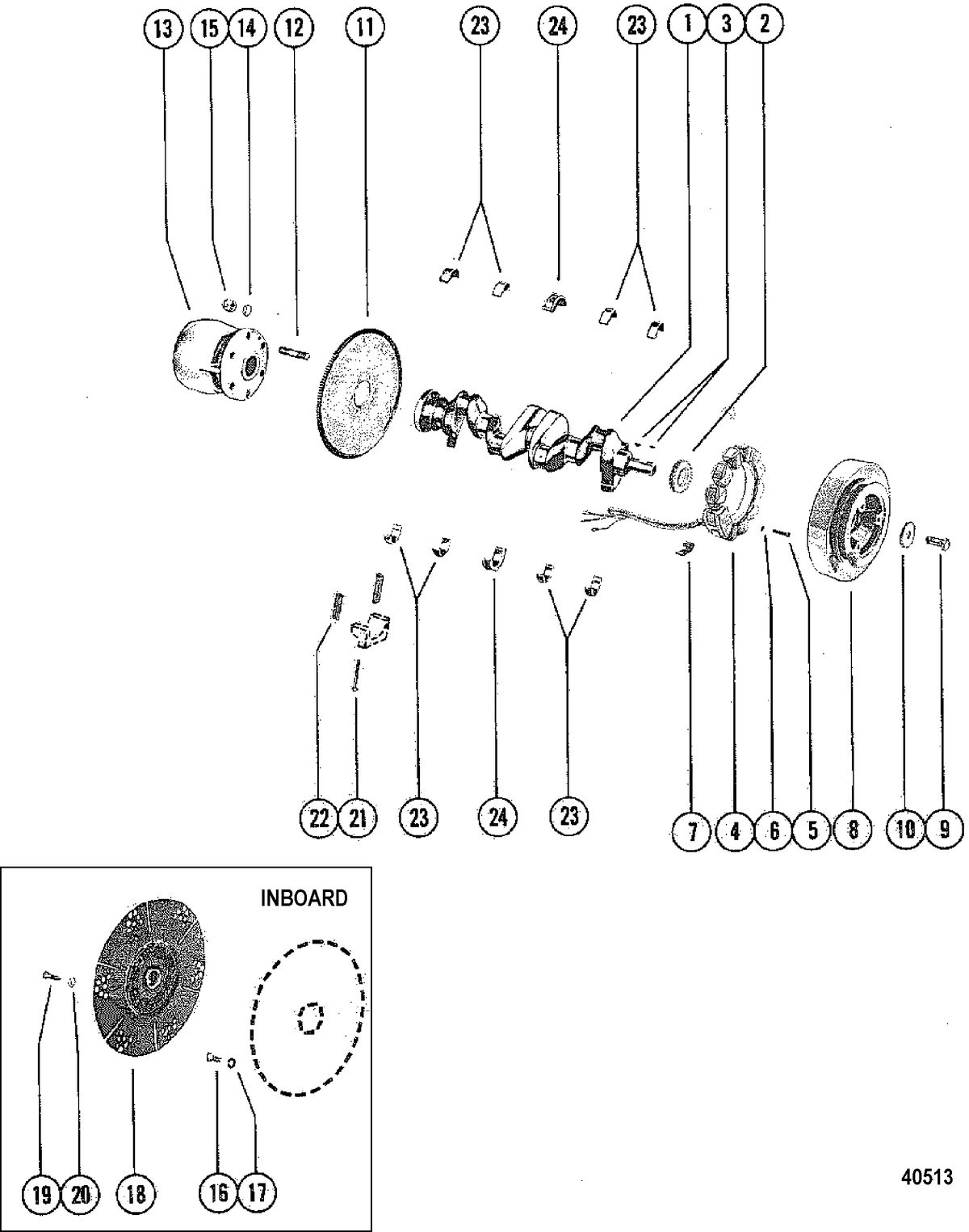 MERCRUISER 470 ENGINE Crankshaft, Flywheel & Alternator