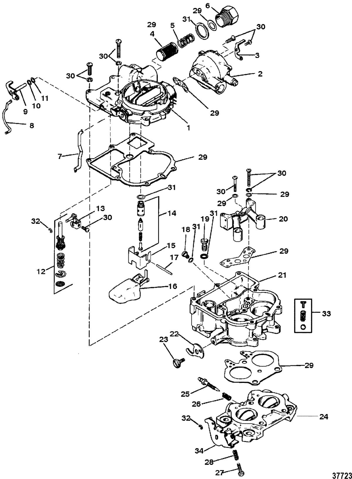MERCRUISER 5.7L/LX 350 MAG ALPHA/BRAVO CARBURETOR(MERCARB - 2 BARREL)