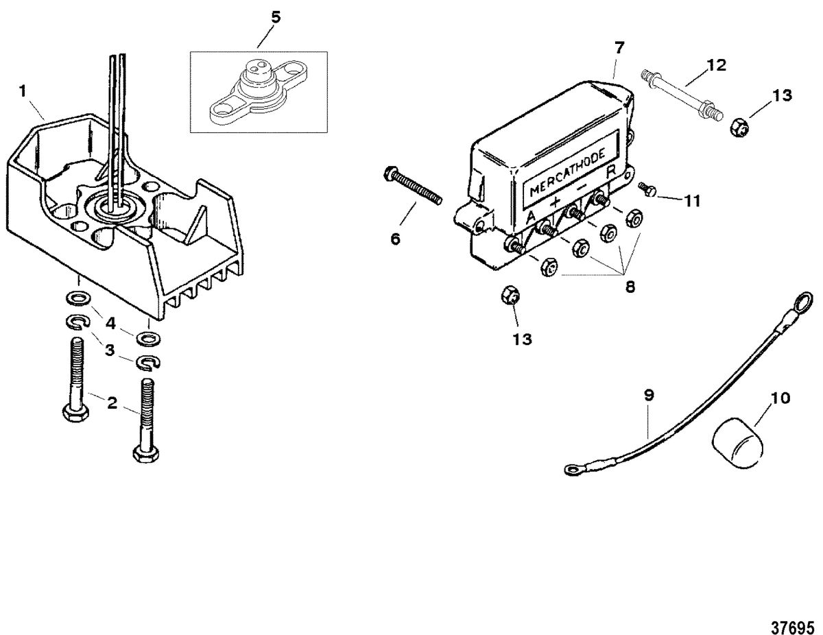 MERCRUISER 5.7L 2BBL 5.7LX 4BBL 350 MAG ALPHA/BRAVO MERCATHODE COMPONENTS