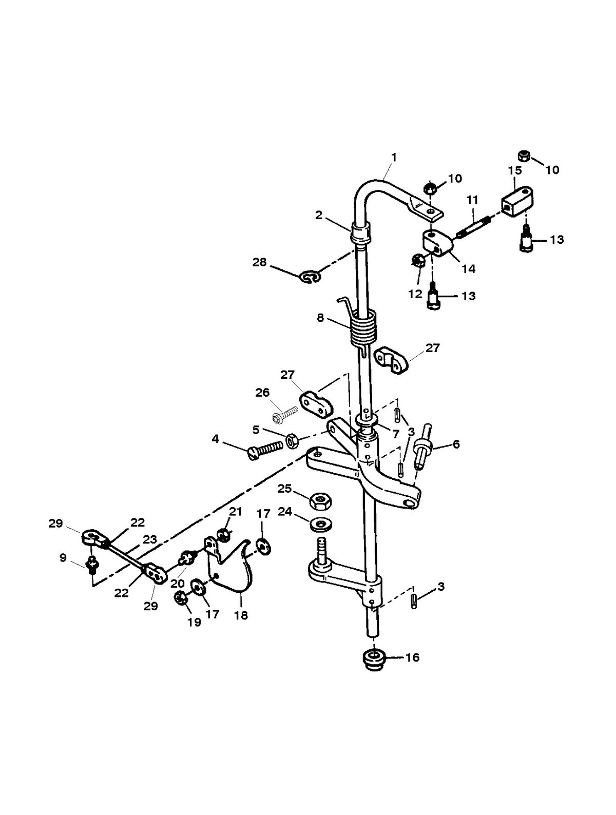 FORCE FORCE 90 H.P. (1998) TOWERSHAFT AND THROTTLE LINKAGE