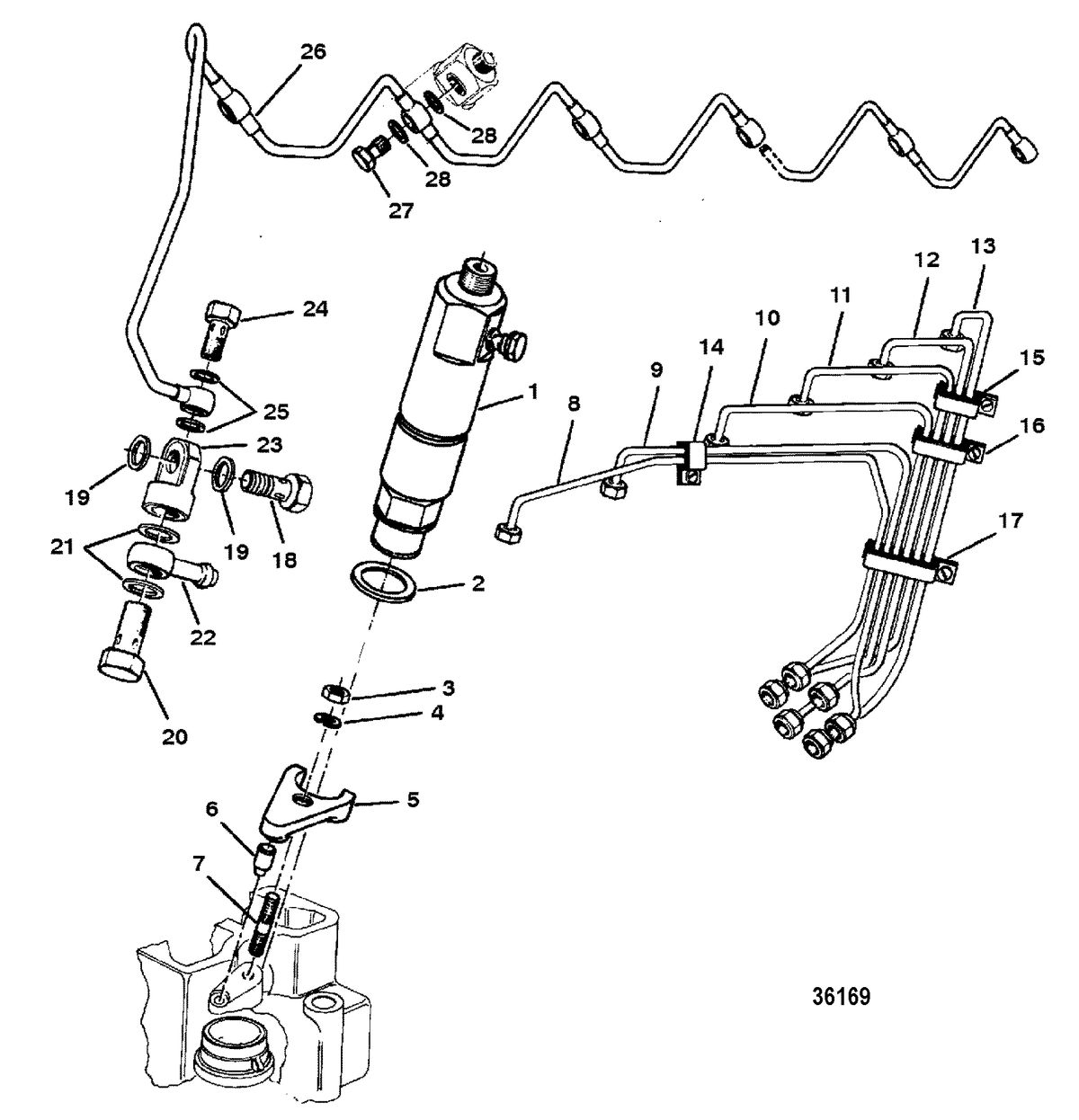 MERCRUISER D3.6L BRAVO DIESEL INJECTION NOZZLE/LINES