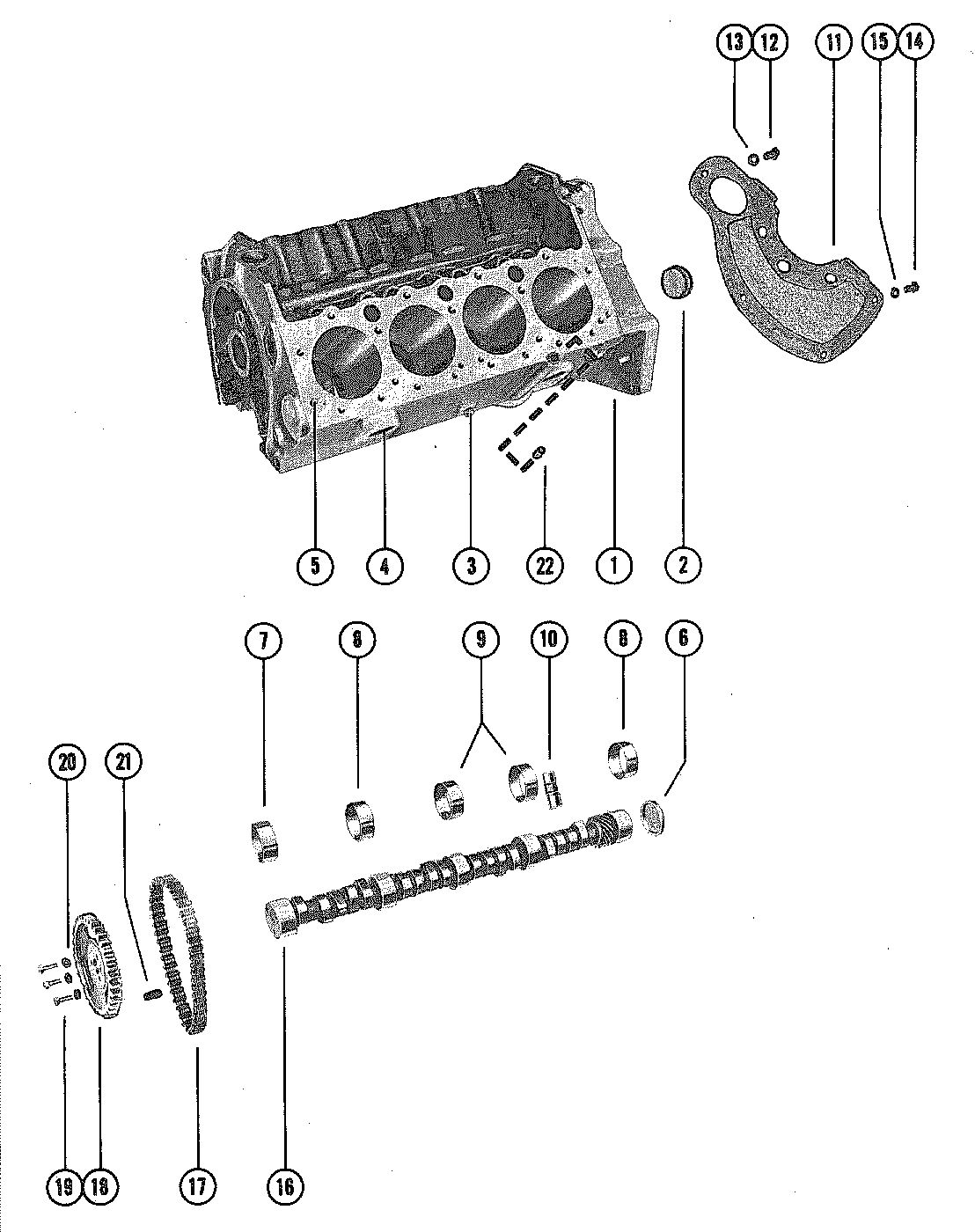 MERCRUISER 250 ENGINE CYLINDER BLOCK AND CAMSHAFT