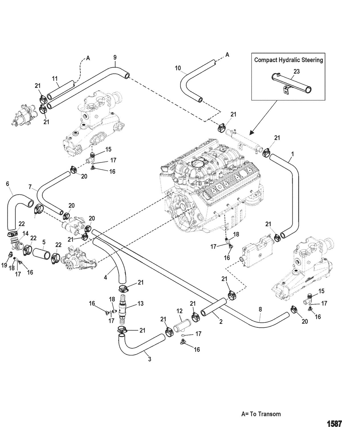 MERCRUISER 5.0L,350 MAG,MX 6.2L MPI STERNDRIVE Standard Cooling System(Multi Point Drain)