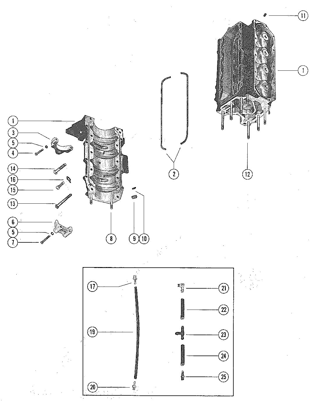 MARINER 80 HORSEPOWER CYLINDER BLOCK AND CRANKCASE ASSEMBLY