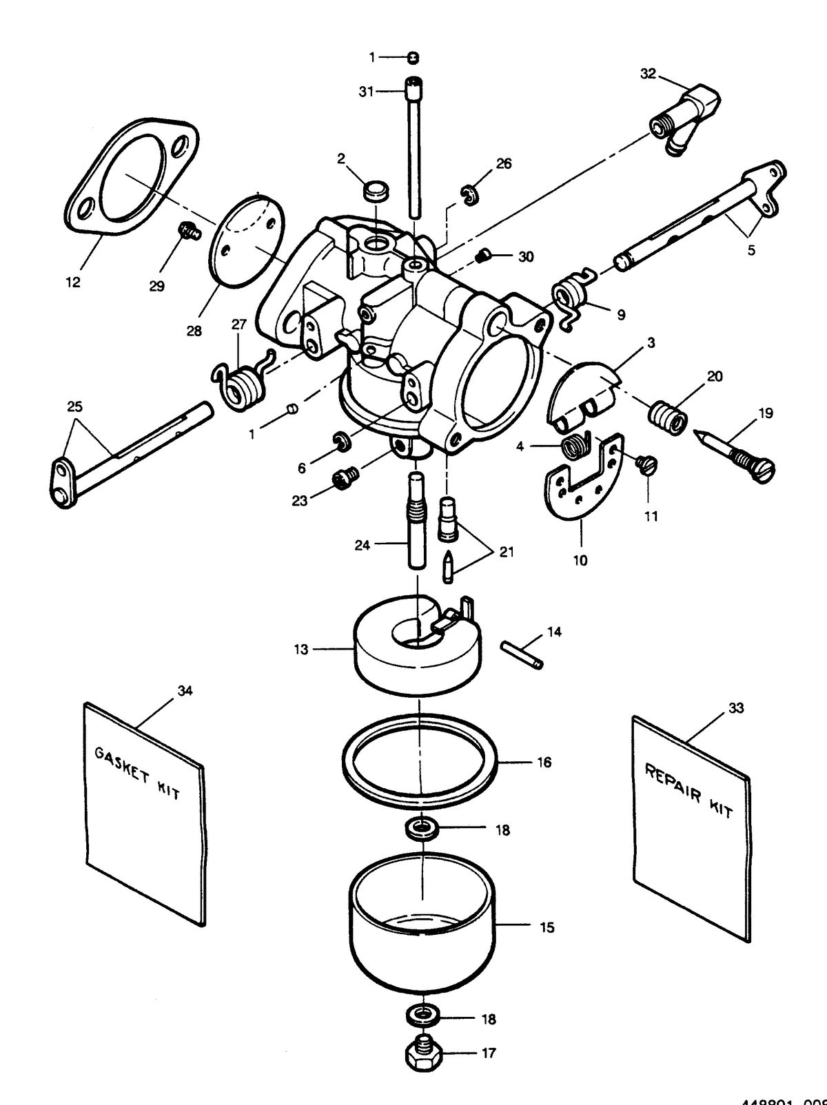 FORCE FORCE 1990 50 H.P. "B" MODELS CARBURETOR
