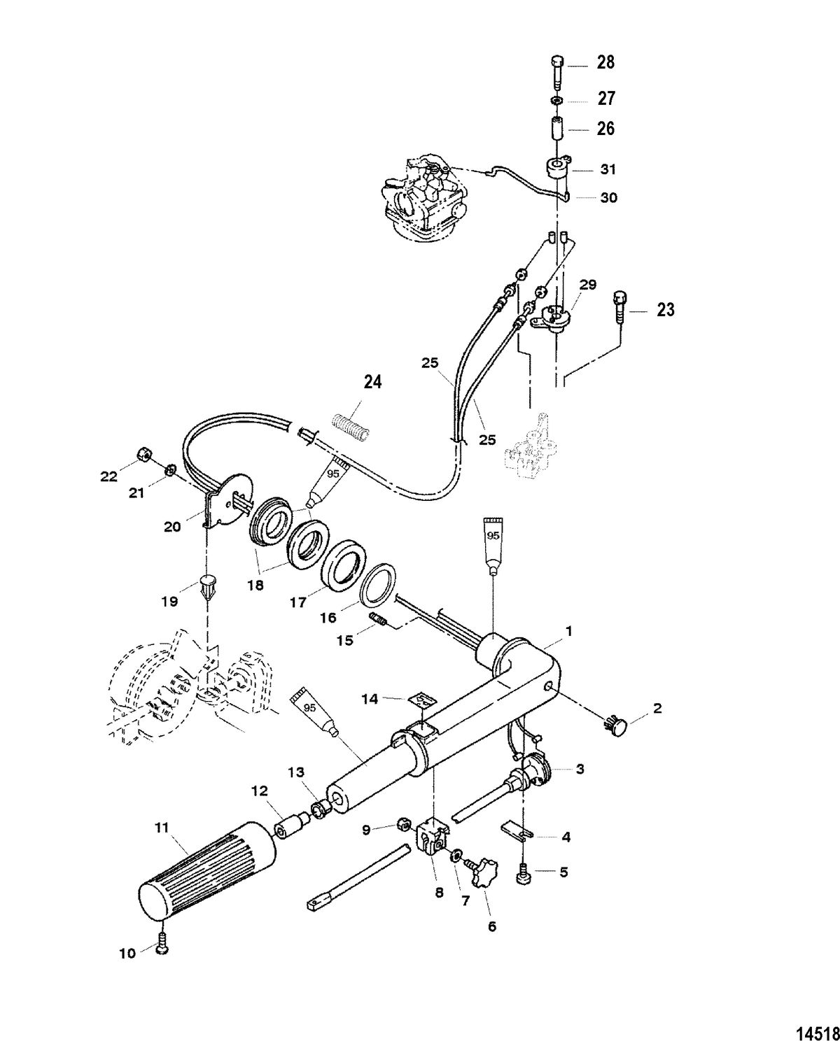 MERCURY/MARINER 4/5/6 4-STROKE Steering Handle