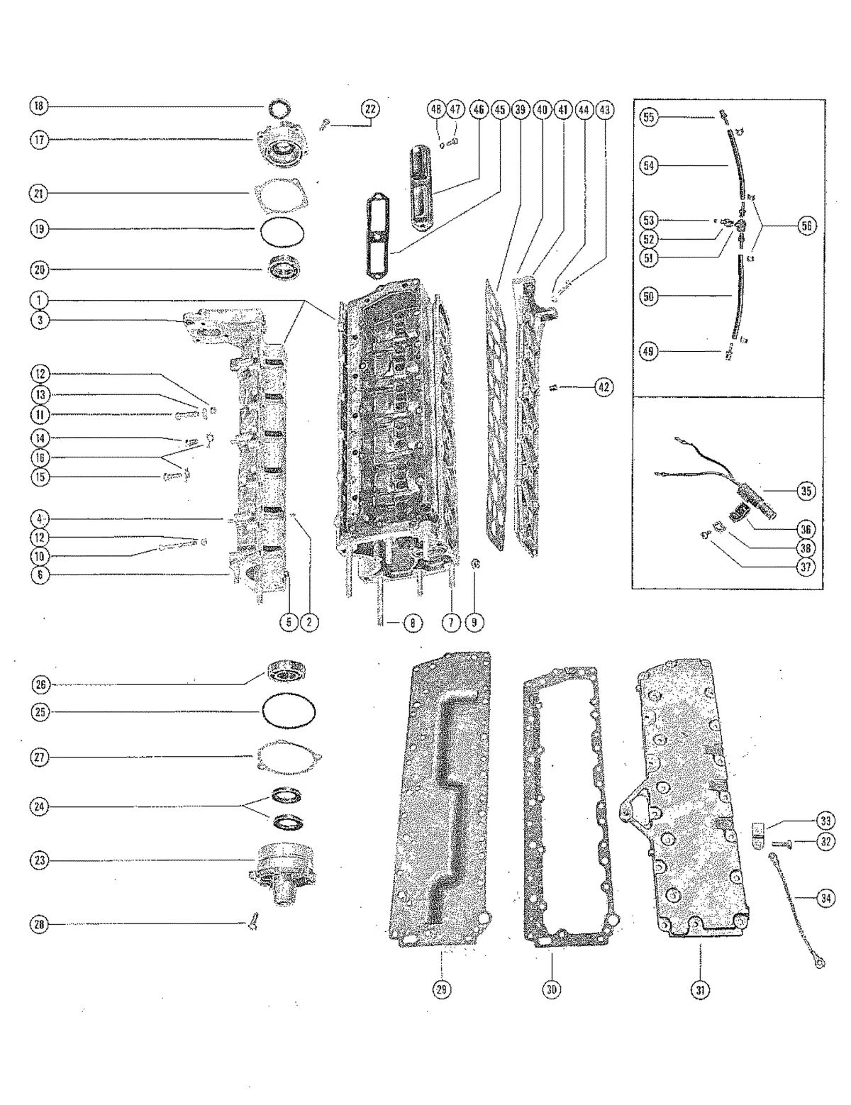 MERCURY MERC 700 CYLINDER BLOCK AND CRANKCASE ASSEMBLY