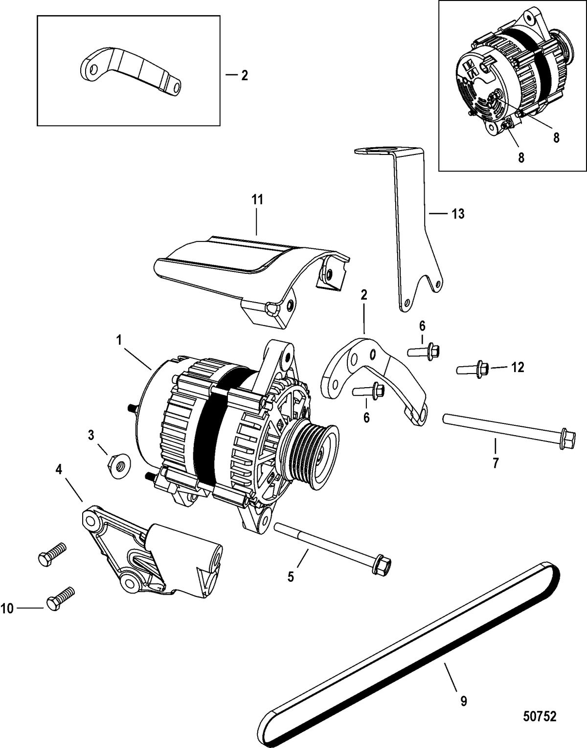 MERCRUISER 8.2L MAG / 8.2L MAG HO Alternator(2A041665 & up)