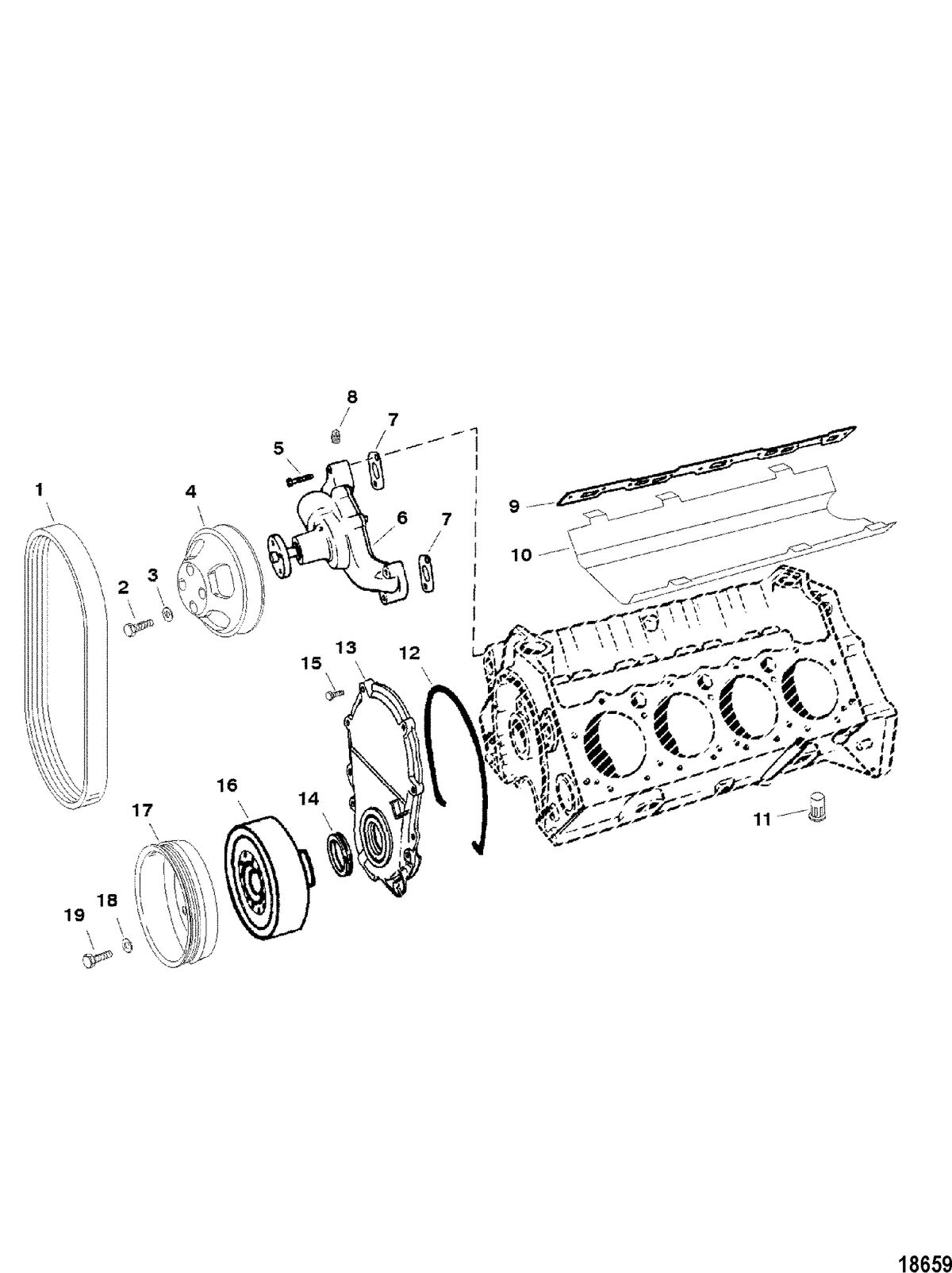 RACE STERNDRIVE 500 EFI Circulating Water Pump And Front Cover