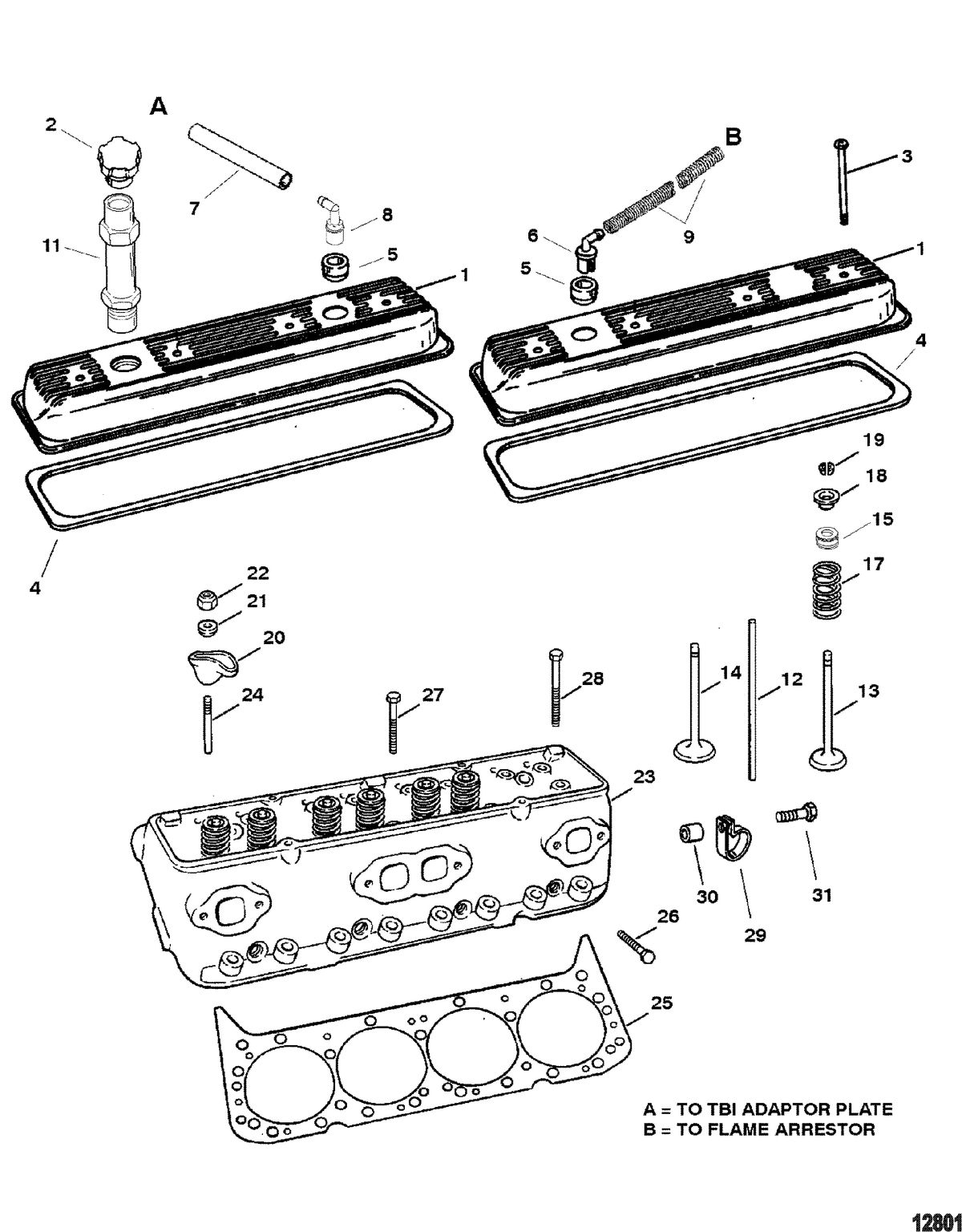 MERCRUISER MX 6.2L MPI BRAVO ENGINE Cylinder Head And Rocker Cover