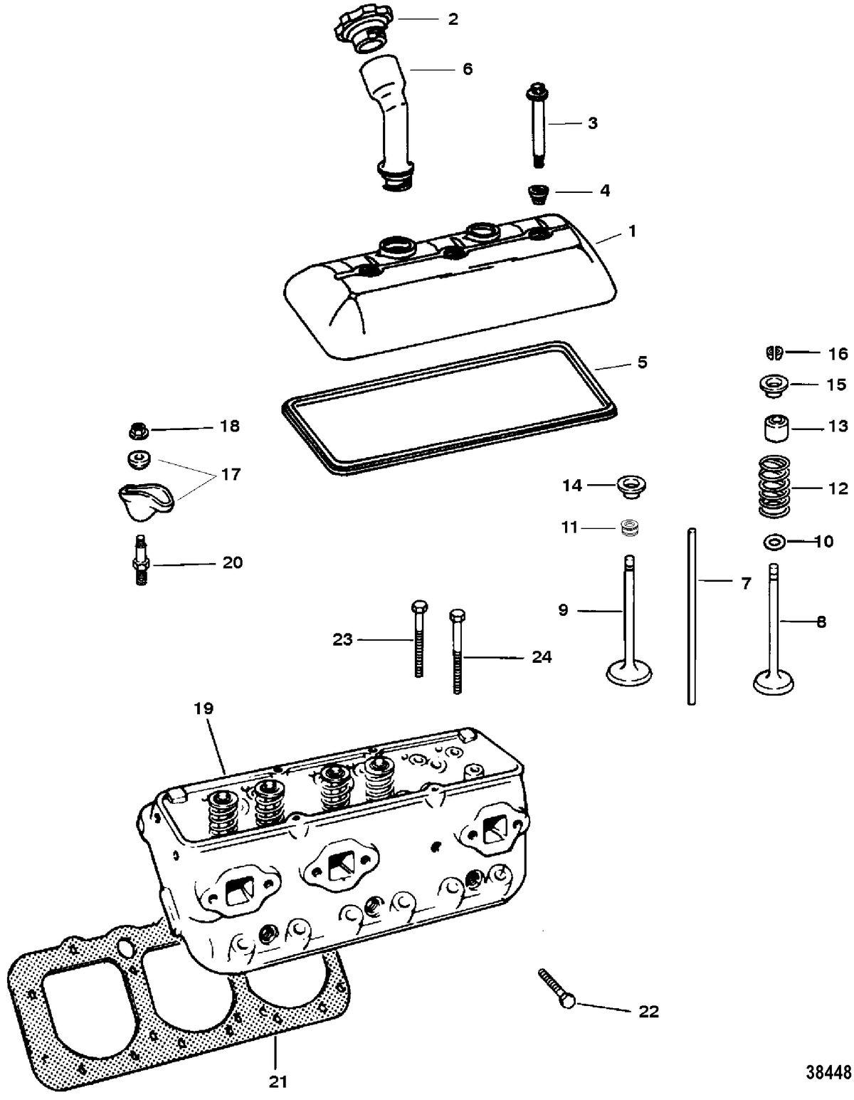MERCRUISER 4.3L/LX ALPHA/BRAVO (GEN II) CYLINDER HEAD AND ROCKER COVER