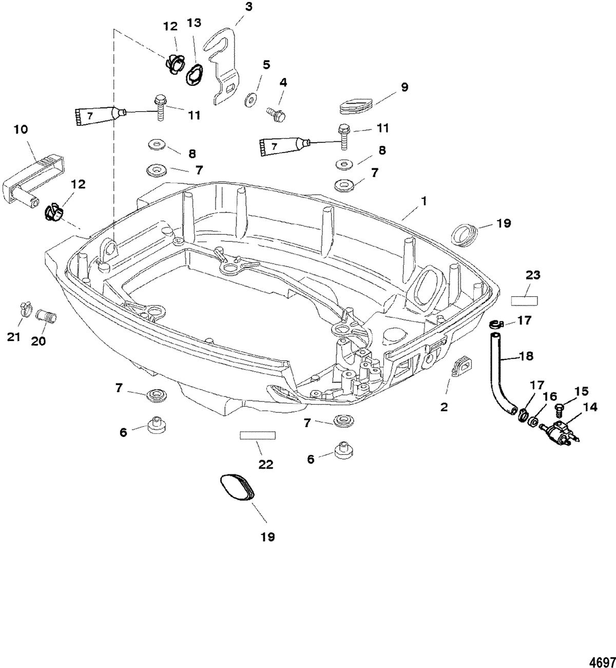 MERCURY/MARINER 9.9/13.5/15 (323CC) 8/9.9/15 BODENSEE 4-STROKE Bottom Cowl