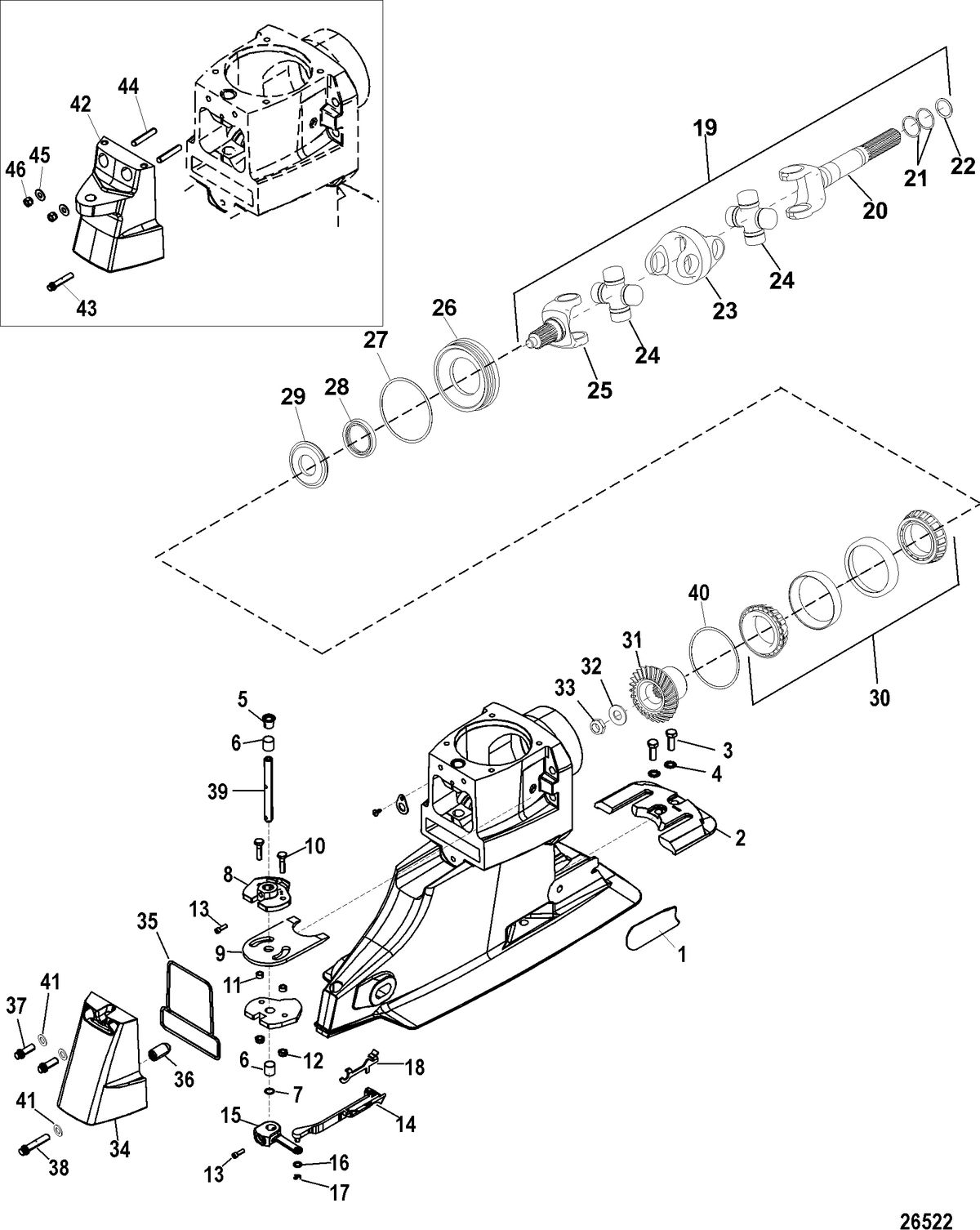 MERCRUISER BRAVO XR I - III SPORT MASTER Universal Joint and Shift Components
