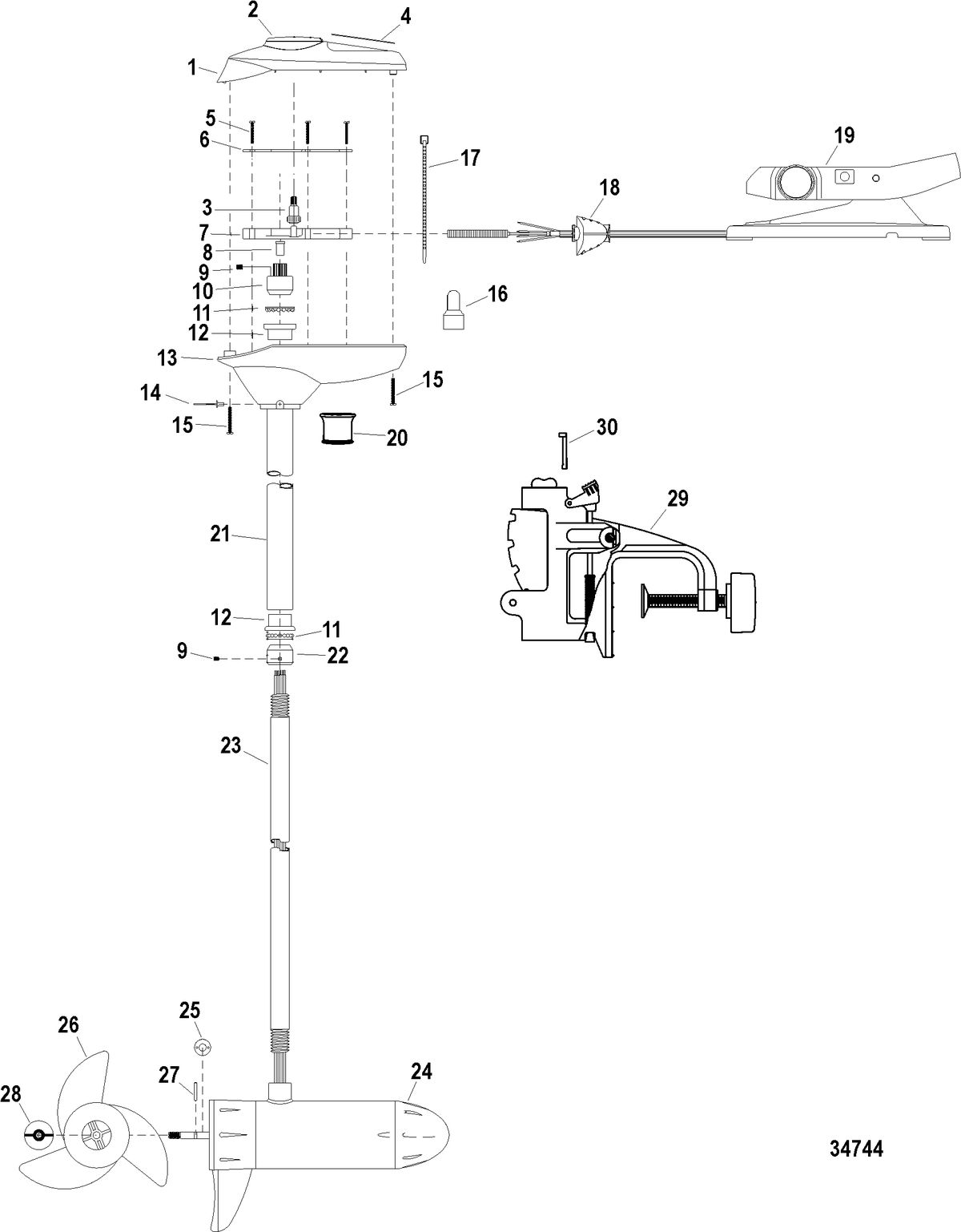 TROLLING MOTOR MOTORGUIDE BULLDOG SERIES Complete Trolling Motor(Bulldog 54) (12 Volt)