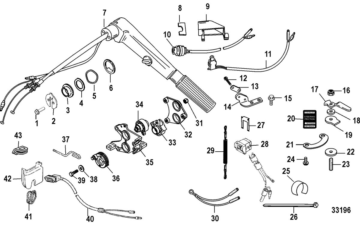 ACCESSORIES STEERING SYSTEMS AND COMPONENTS Tiller Handle Kit (828030A5/828030A6)