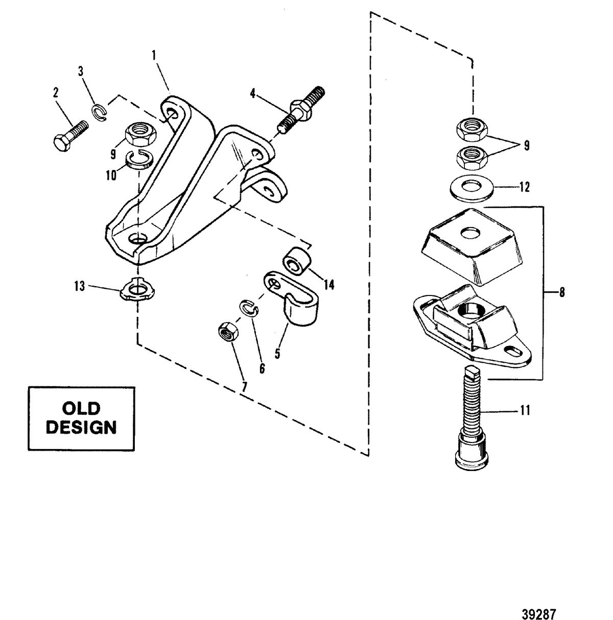 MERCRUISER - 4.3L (2 BBL.) GM 262 V-6 1988-1992 - ENGINE MOUNTING, OLD