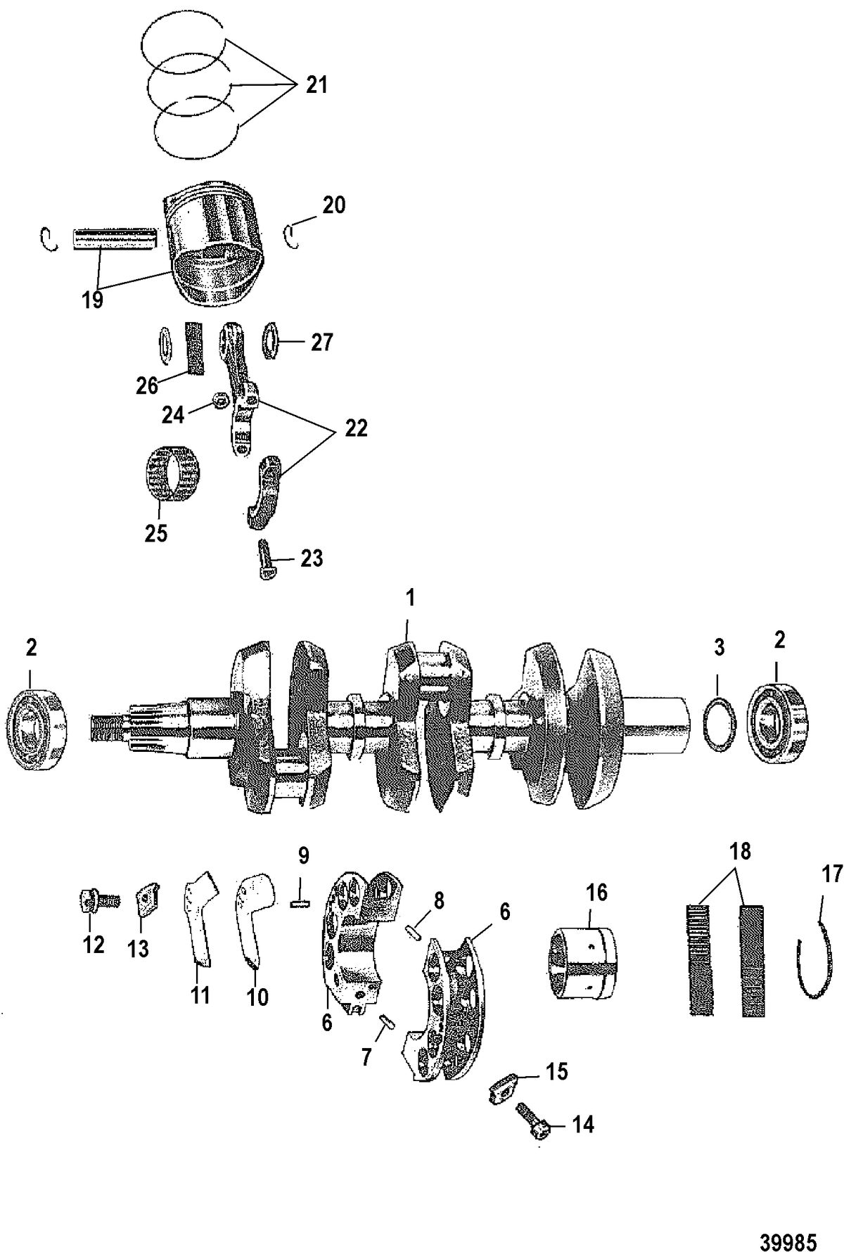 MERCURY MERCURY 70 CRANKSHAFT, PISTONS AND CONNECTING RODS