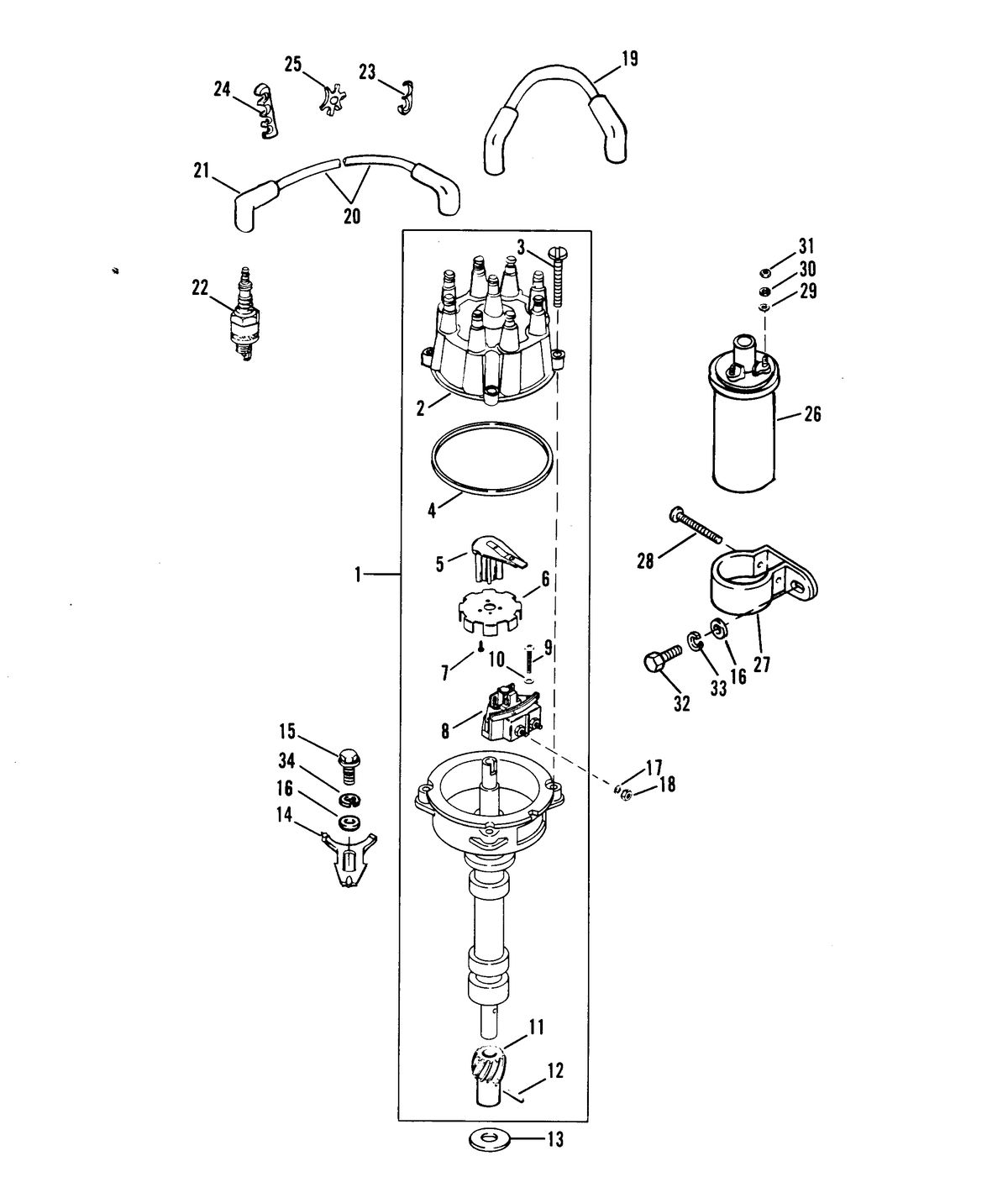 MERCRUISER 320 H.P. E.F.I ALPHA ONE ENGINE DISTRIBUTOR AND IGNITION COMPONENTS