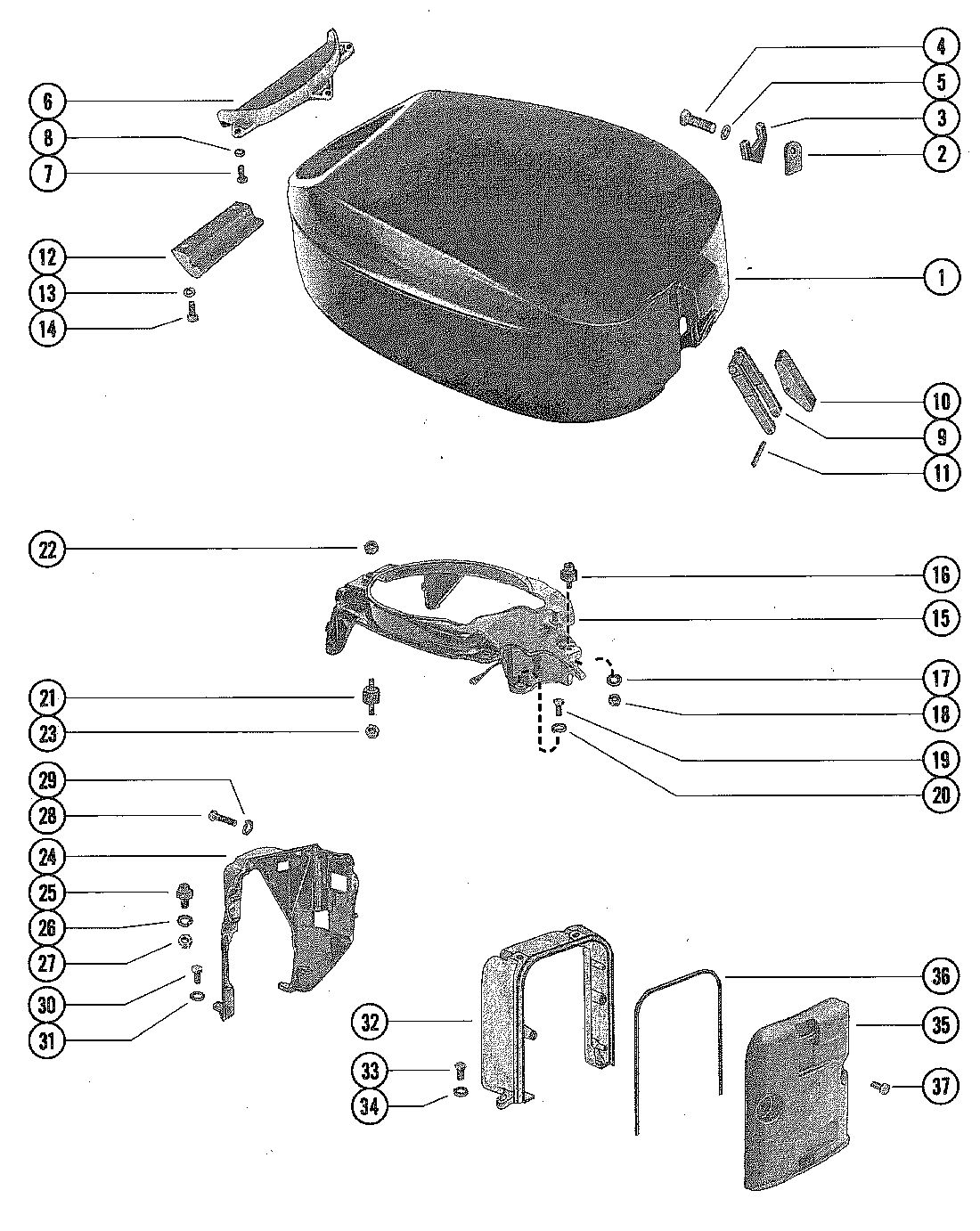 MARINER MARINER 85 TOP COWL AND SUPPORT BRACKETS