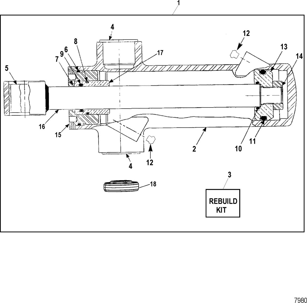 RACE STERNDRIVE SSM/DRY SUMP DRIVES AND TRANSOMS Trim Cylinder Assembly(With Trim Sensor Plate)