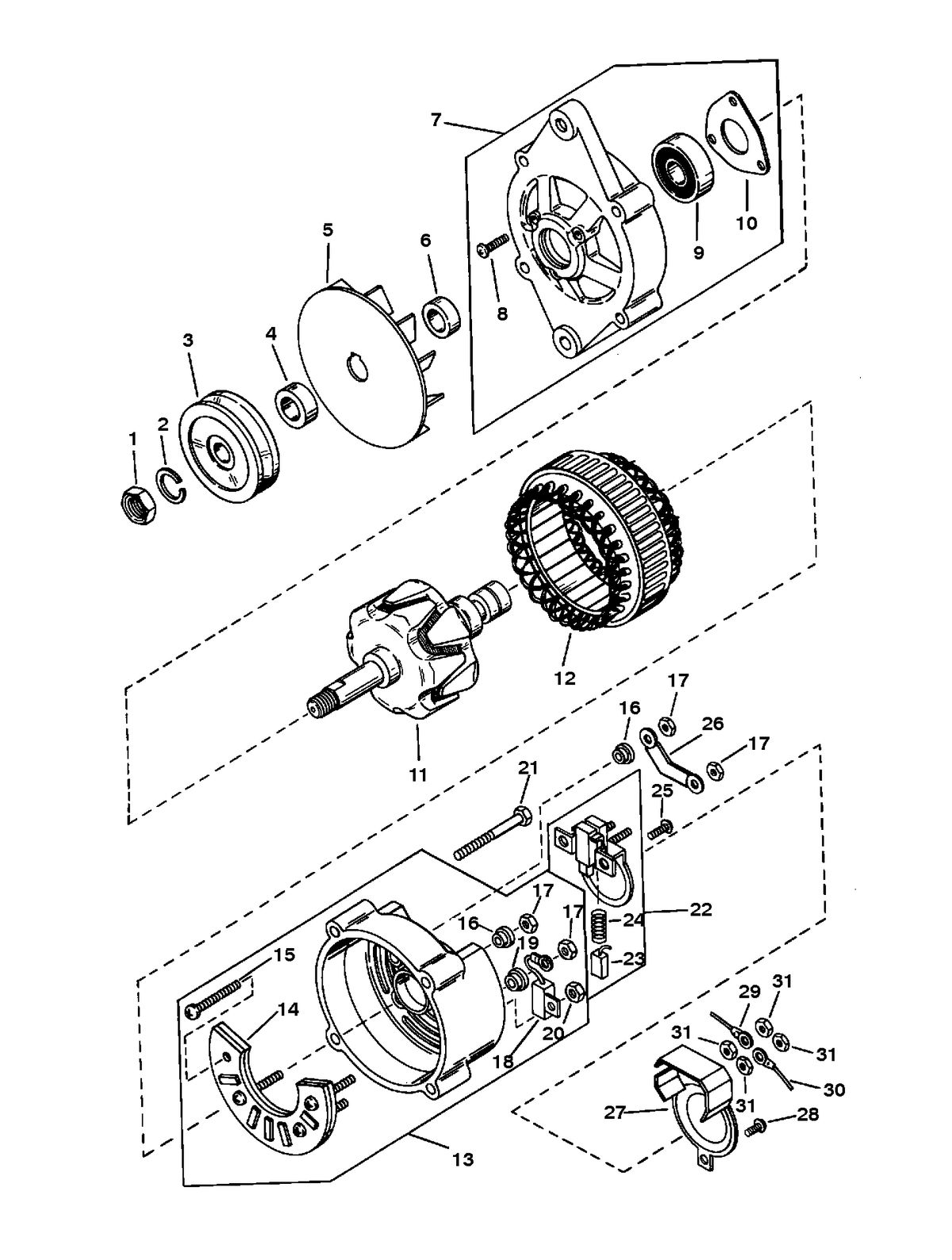 MERCRUISER 600SC GEN IV & V ENGINE ALTERNATOR (MANDO # AC-155603)