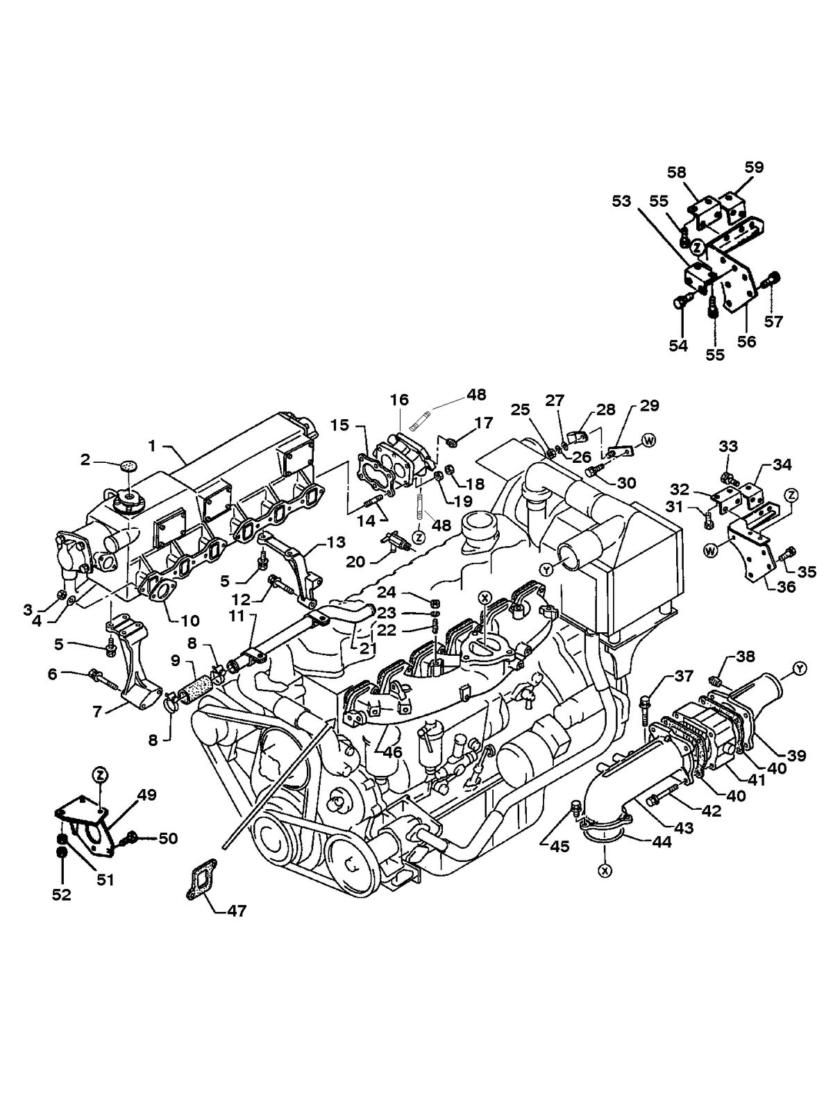 MERCRUISER HINO 175/220 AIR INTAKE AND EXHAUST SYSTEM (220 H.P.) PAGE 1/2
