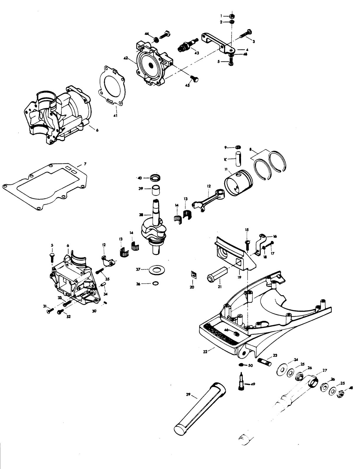 CHRYSLER 4 H.P. POWER HEAD AND SUPPORT PLATE