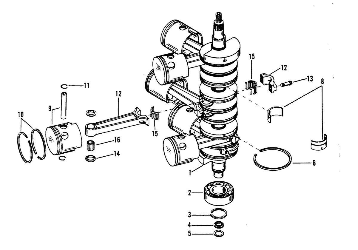 RACE OUTBOARD 2.5L EFI 2.5L EFI OFFSHORE CRANKSHAFT, PISTONS AND CONNECTING RODS